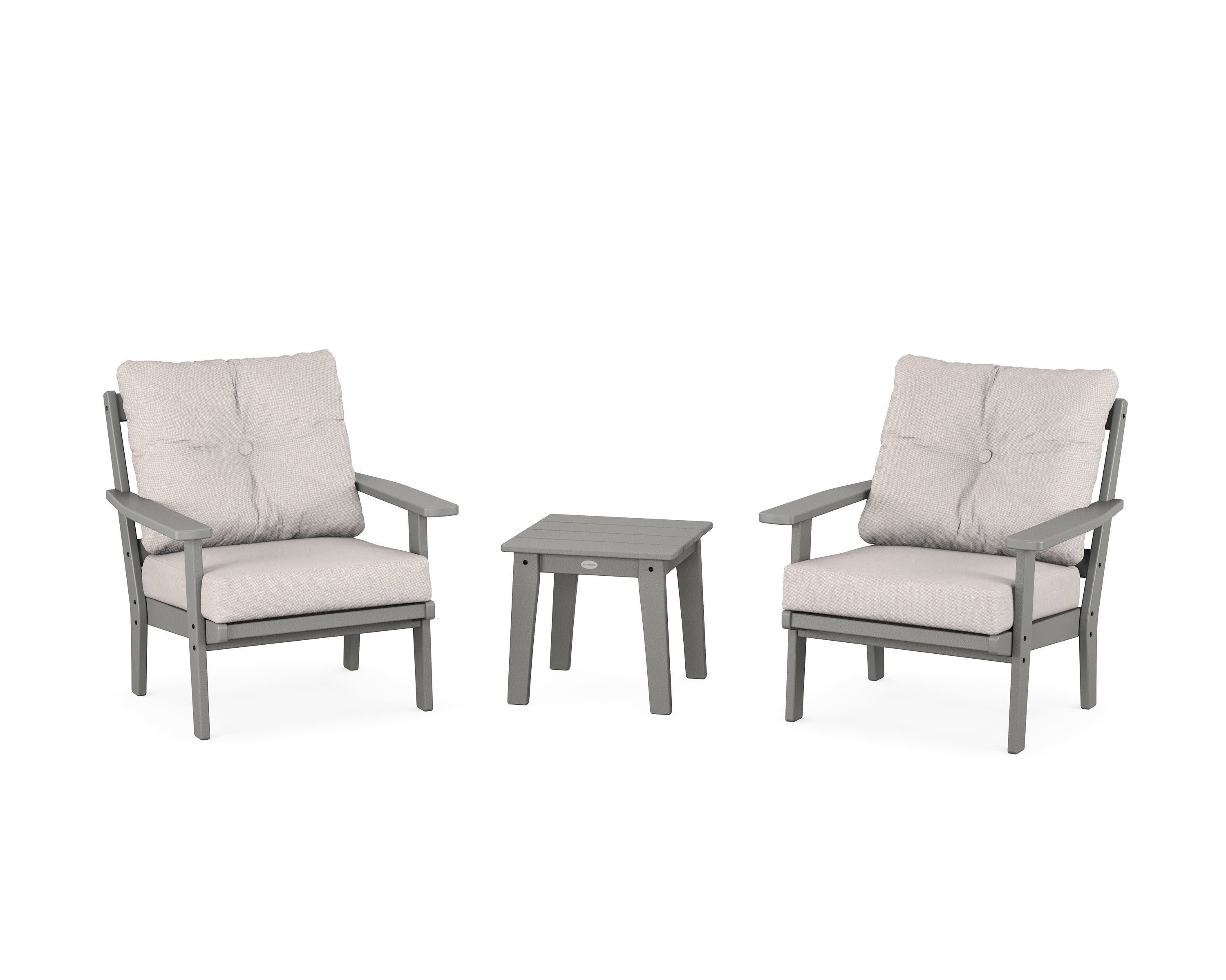 Prairie 3-Piece Deep Seating Set in Slate Grey / Dune Burlap
