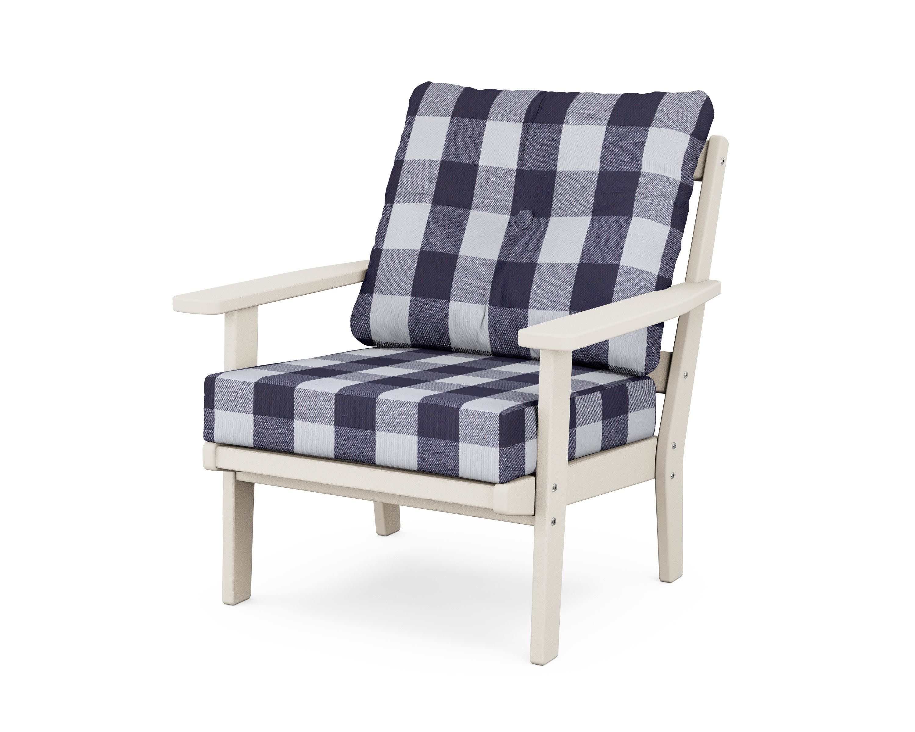 Prairie Deep Seating Chair in Sand / Buffalo Plaid Navy