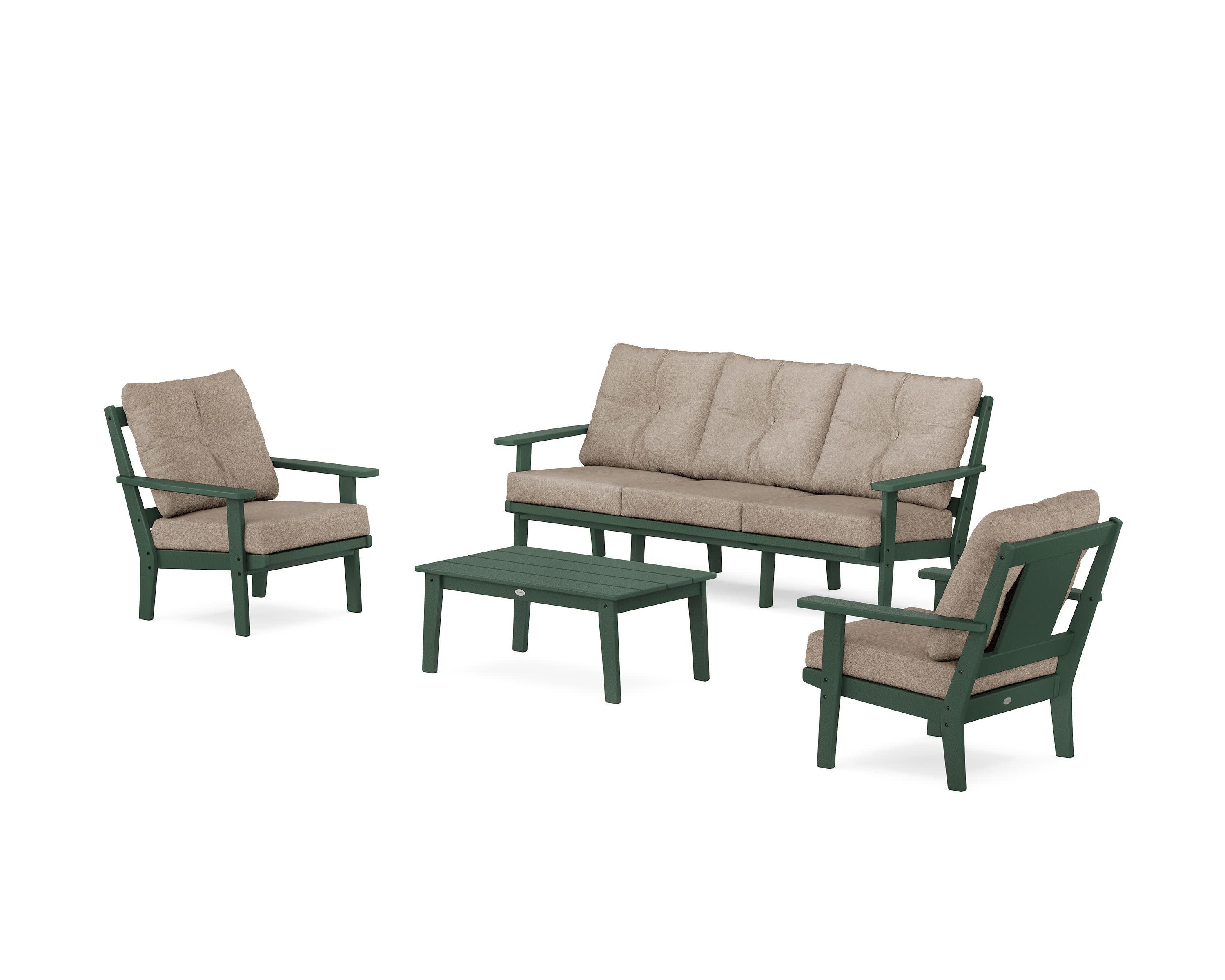 Prairie 4-Piece Deep Seating Set with Sofa in Green / Spiced Burlap