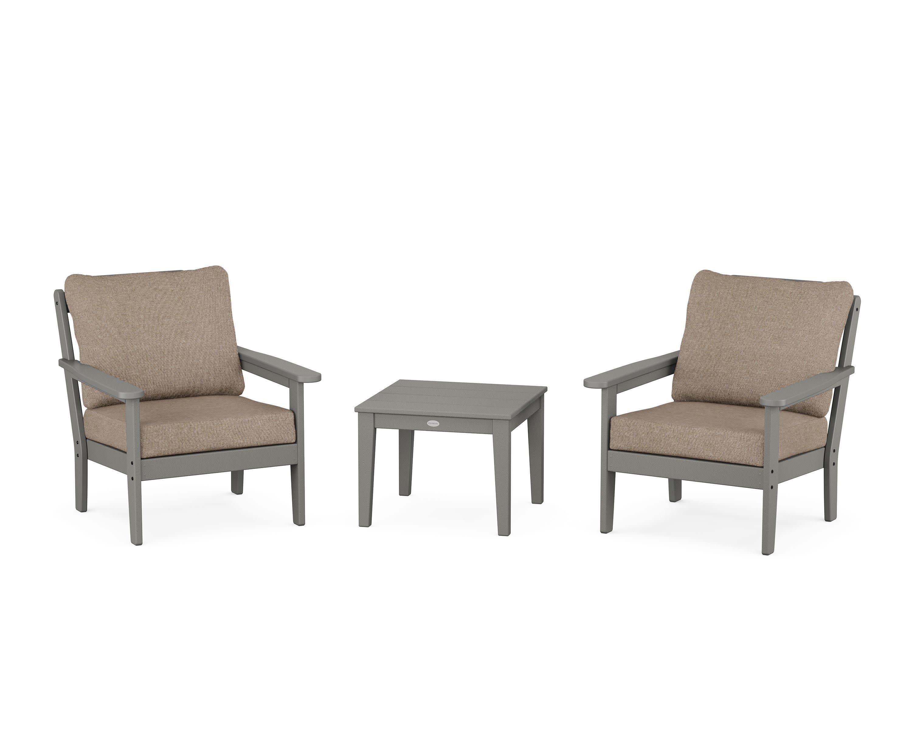 Cottage 3-Piece Deep Seating Set in Slate Grey / Spiced Burlap