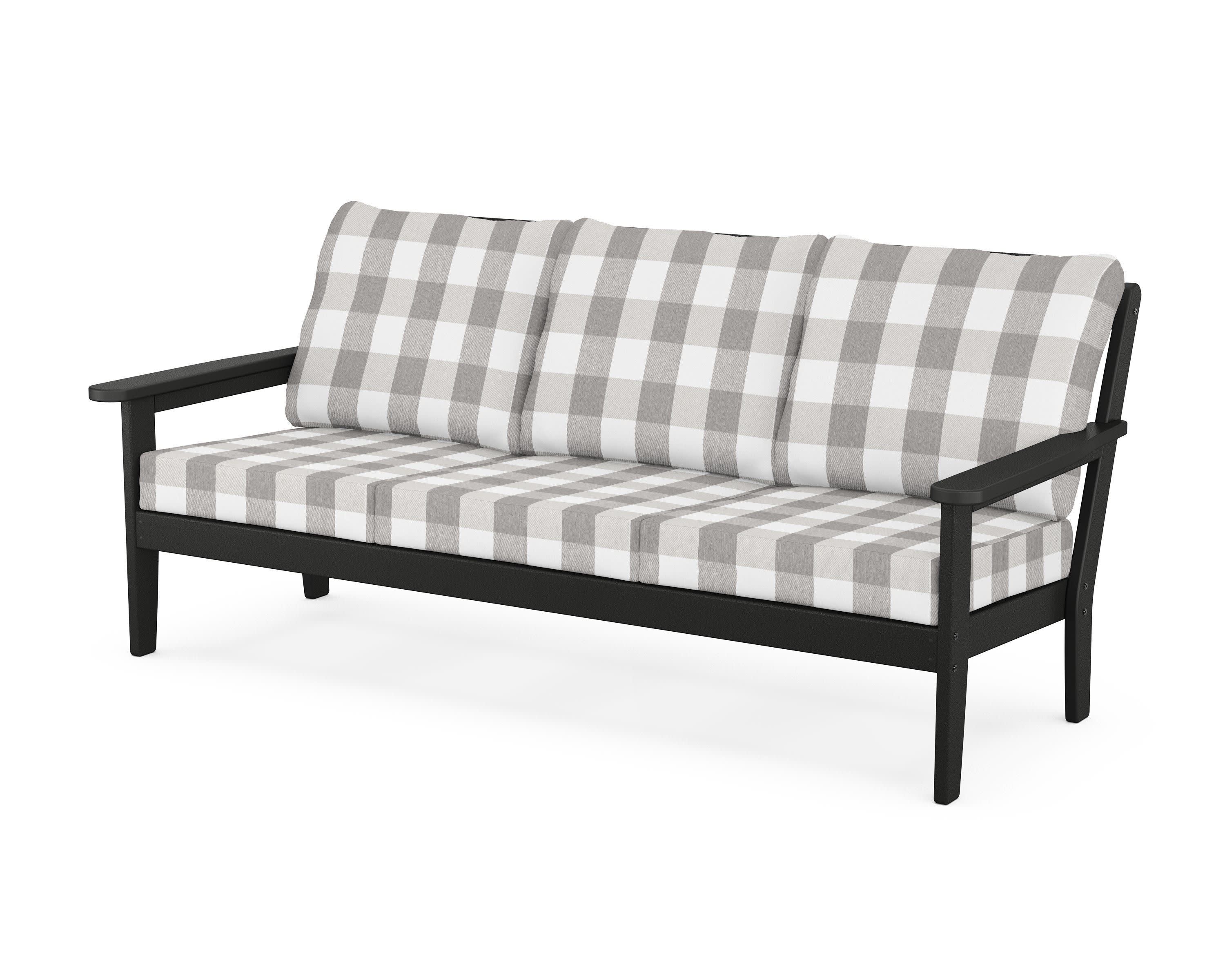 Cottage Deep Seating Sofa in Black / Buffalo Plaid Grey Mist