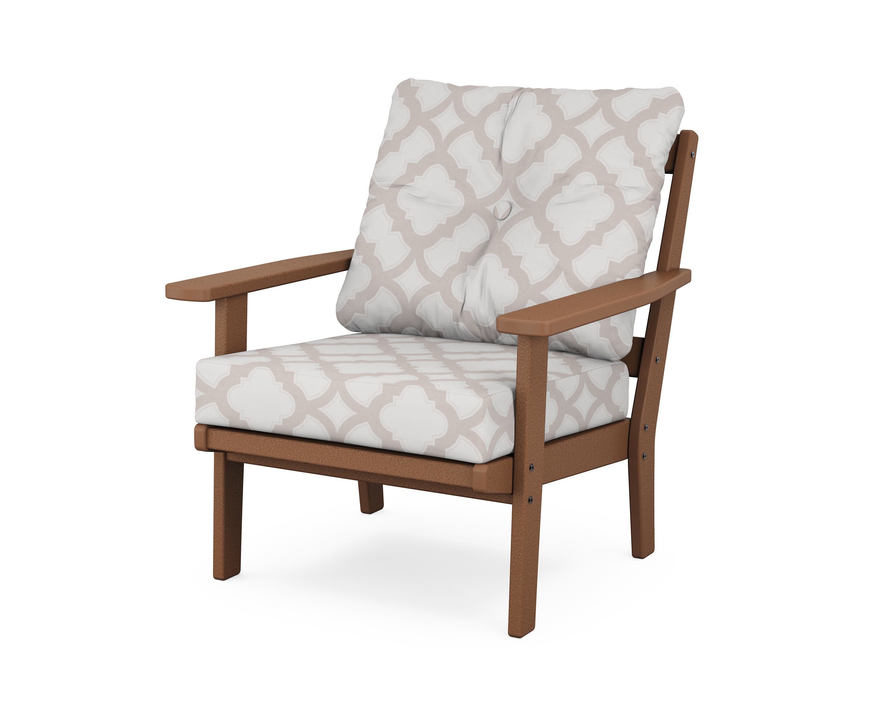 Prairie Deep Seating Chair in Teak / Trellis Dune Burlap