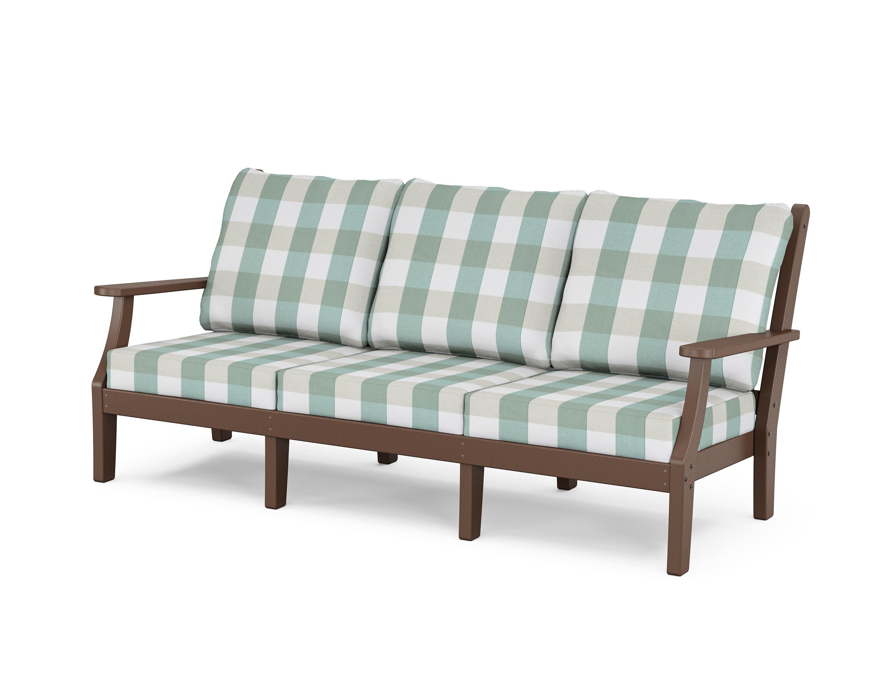 Wovendale Deep Seating Sofa in Mahogany / Buffalo Plaid Glacier Spa