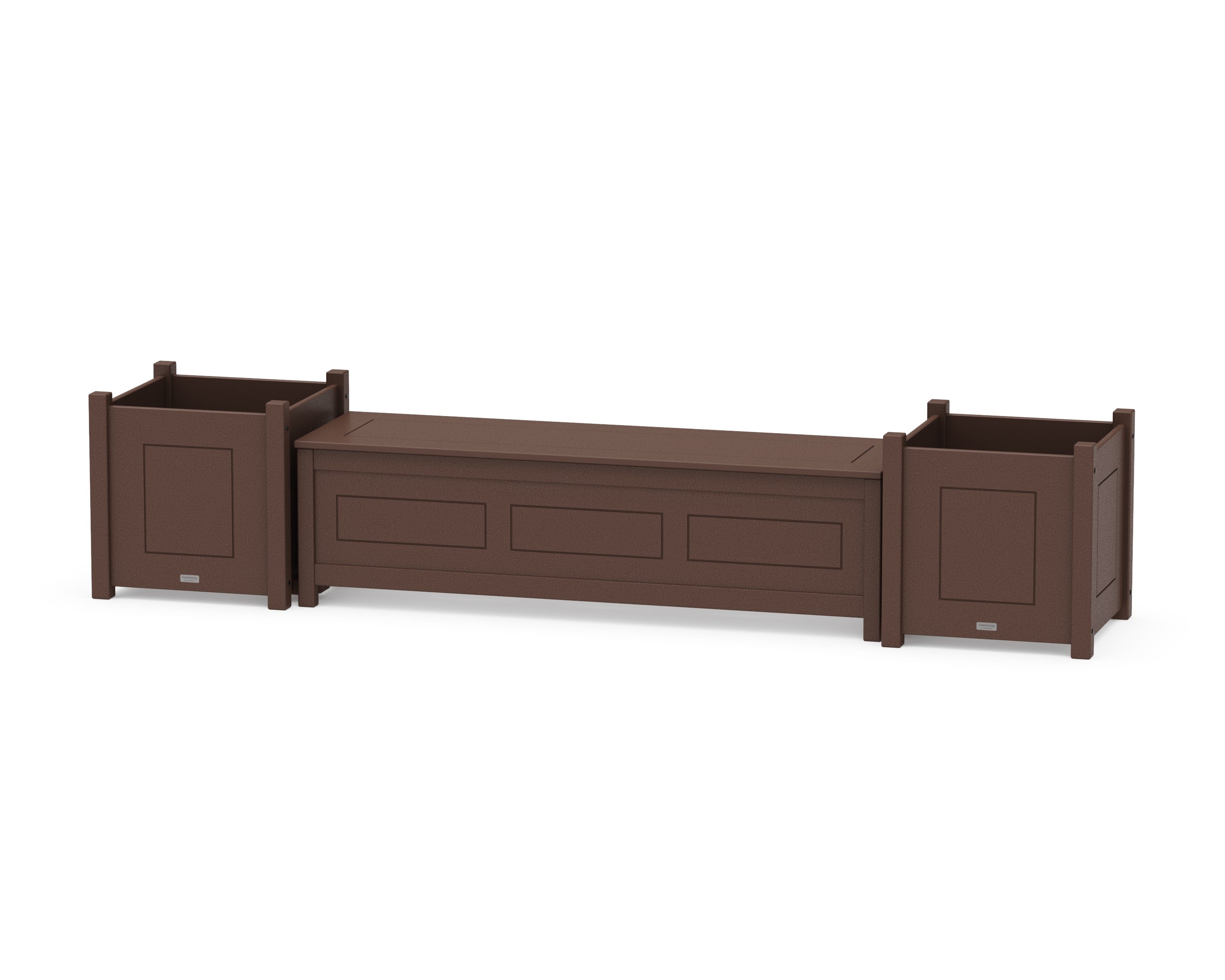 60" Country Living Straight Planter Storage Bench Set- Large in Mahogany