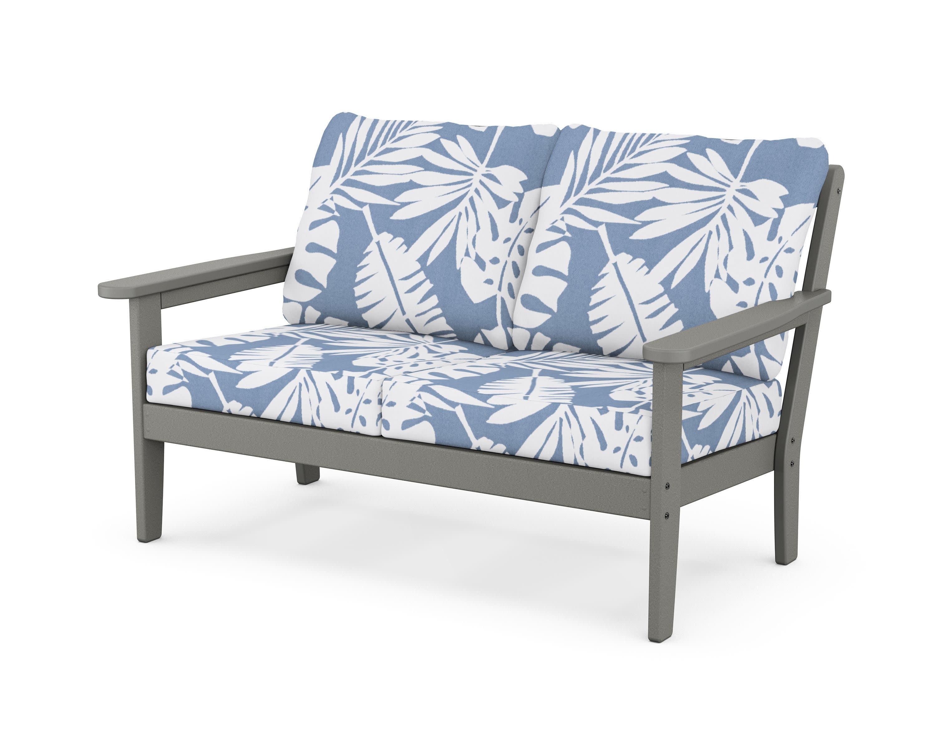 Cottage Deep Seating Loveseat in Slate Grey / Leaf Sky Blue