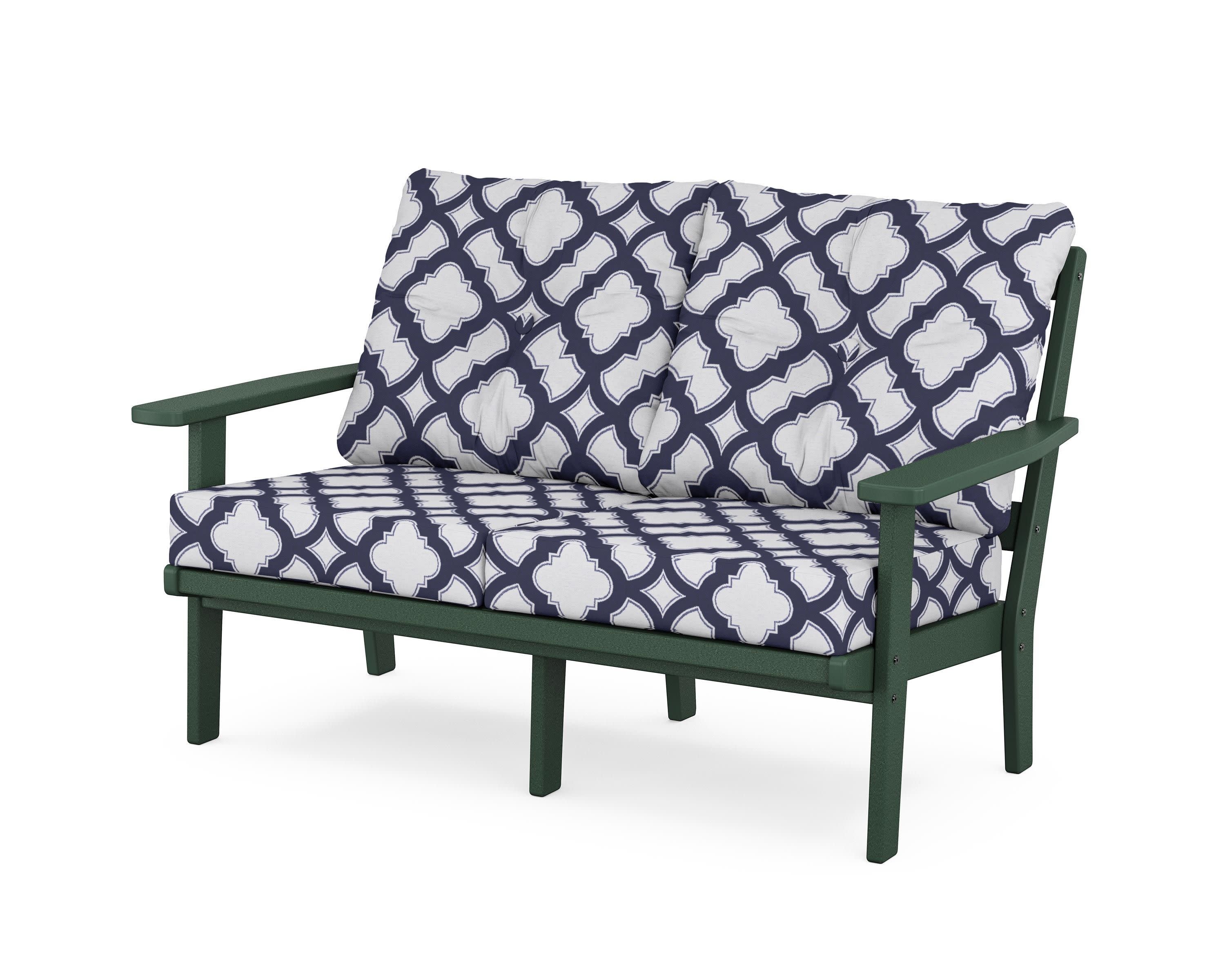 Prairie Deep SeatingLoveseat in Green / Trellis Navy
