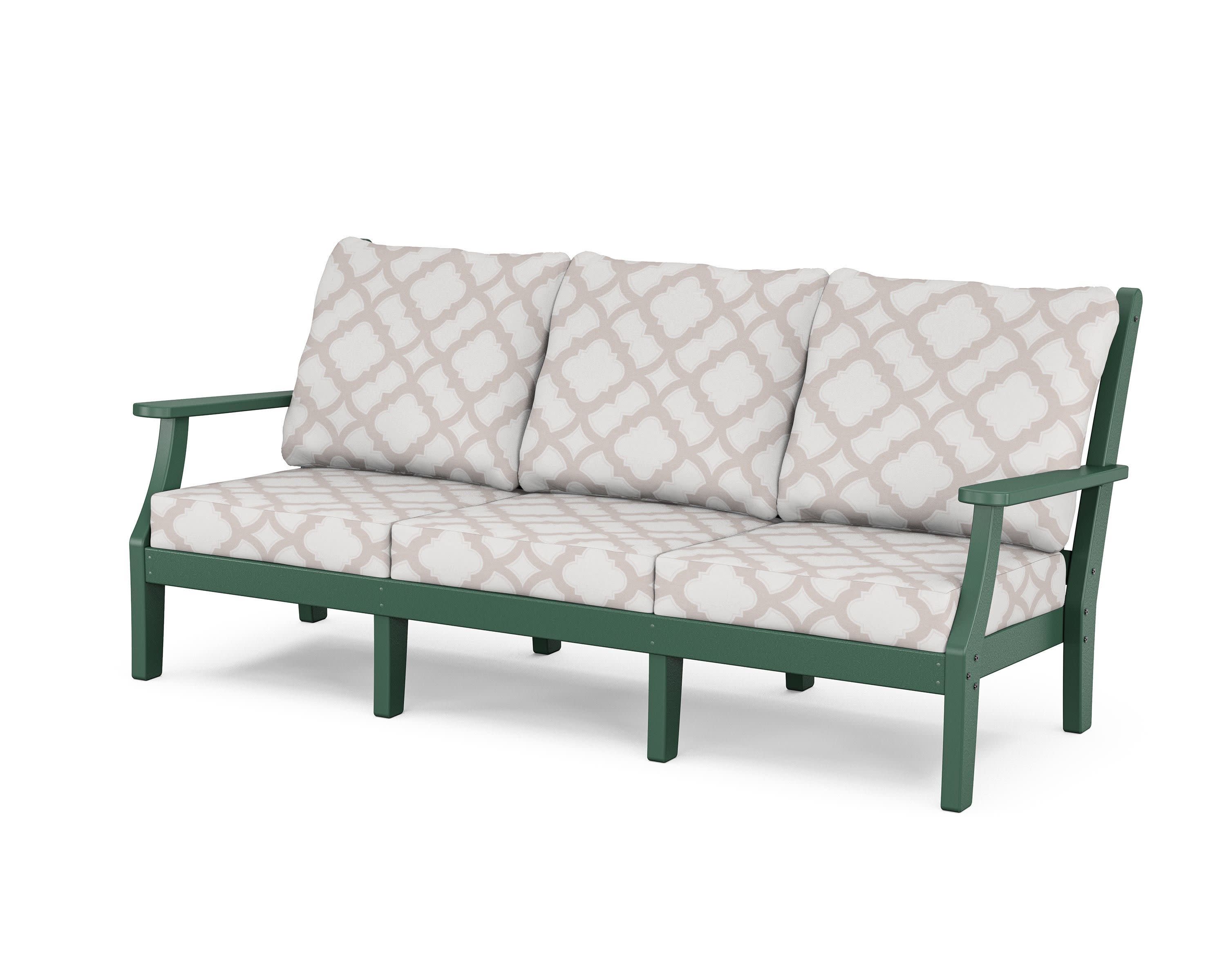 Wovendale Deep Seating Sofa in Green / Trellis Dune Burlap