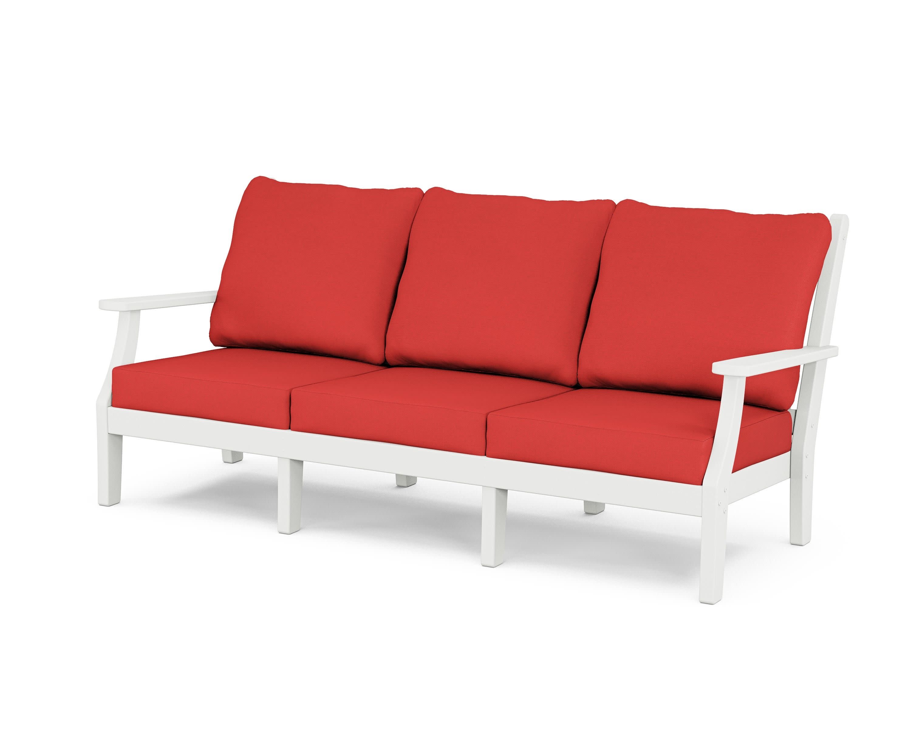 Wovendale Deep Seating Sofa in White / Crimson Linen