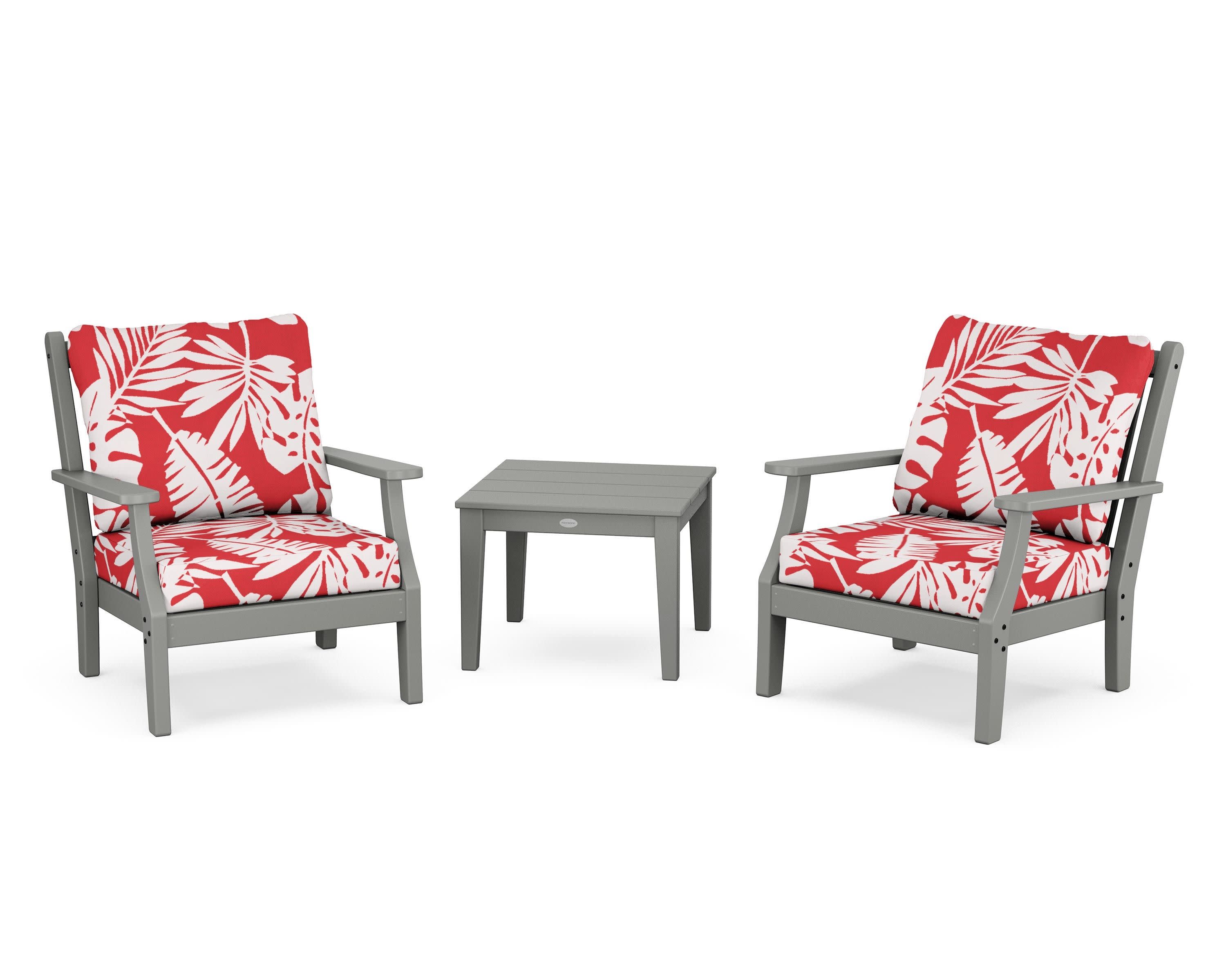 Wovendale 3-Piece Deep Seating Set in Slate Grey / Leaf Crimson