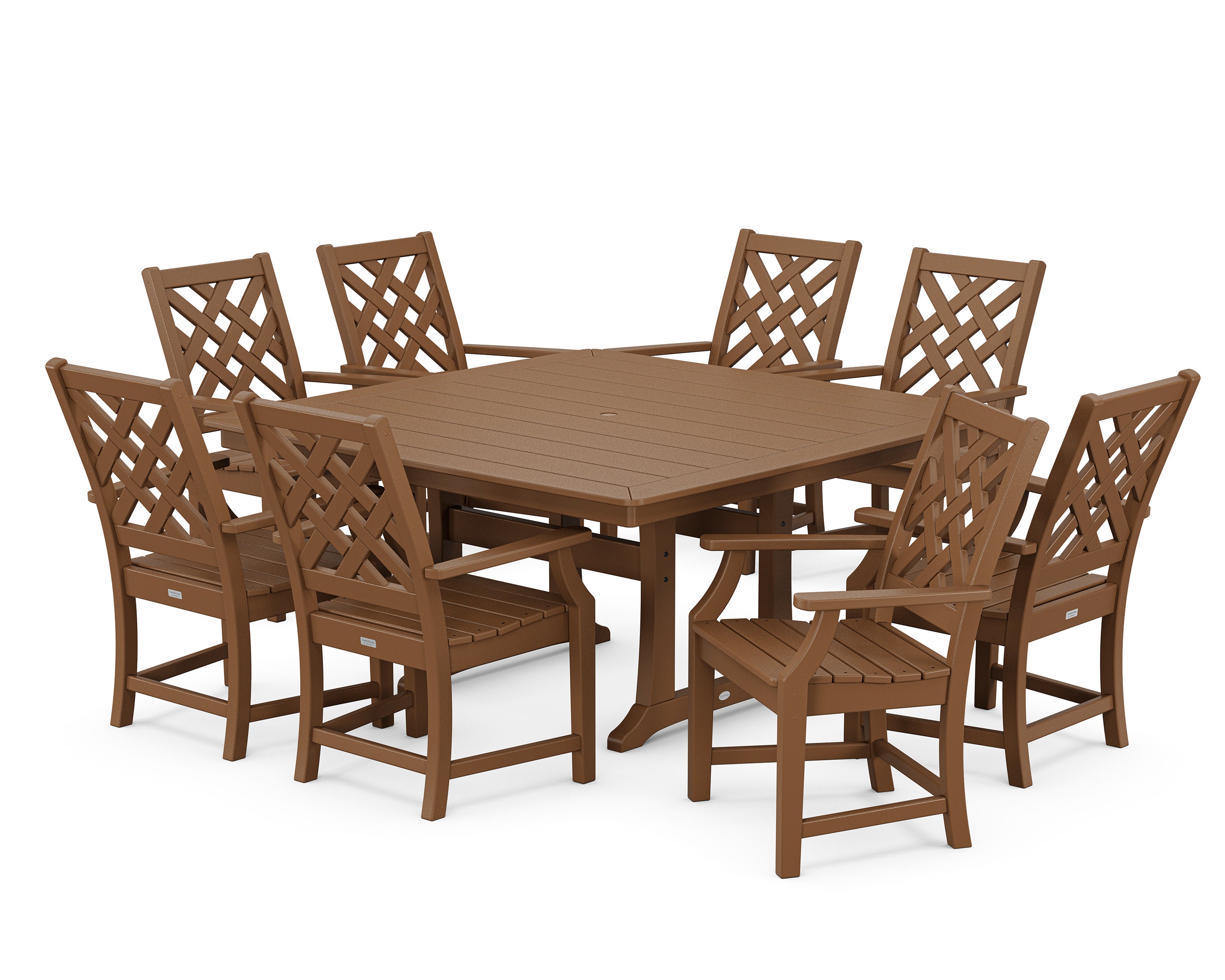 Wovendale 9-Piece Square Dining Set with Trestle Legs in Teak
