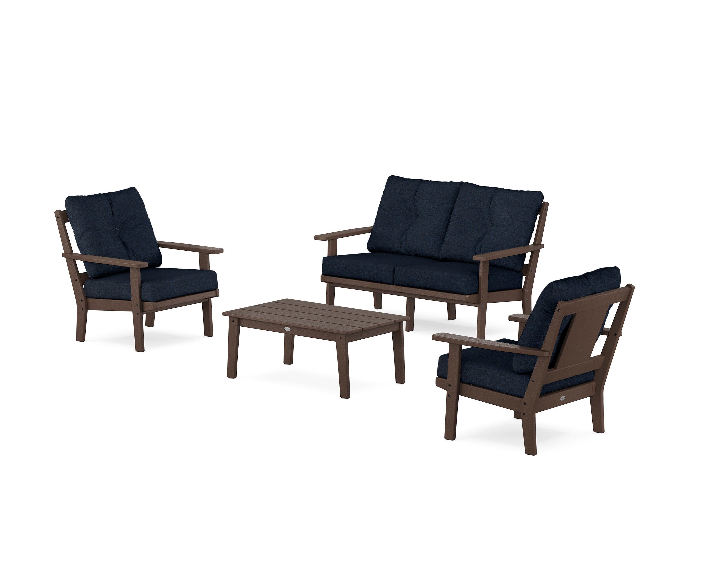 Prairie 4-Piece Deep Seating Set with Loveseat in Mahogany / Marine Indigo