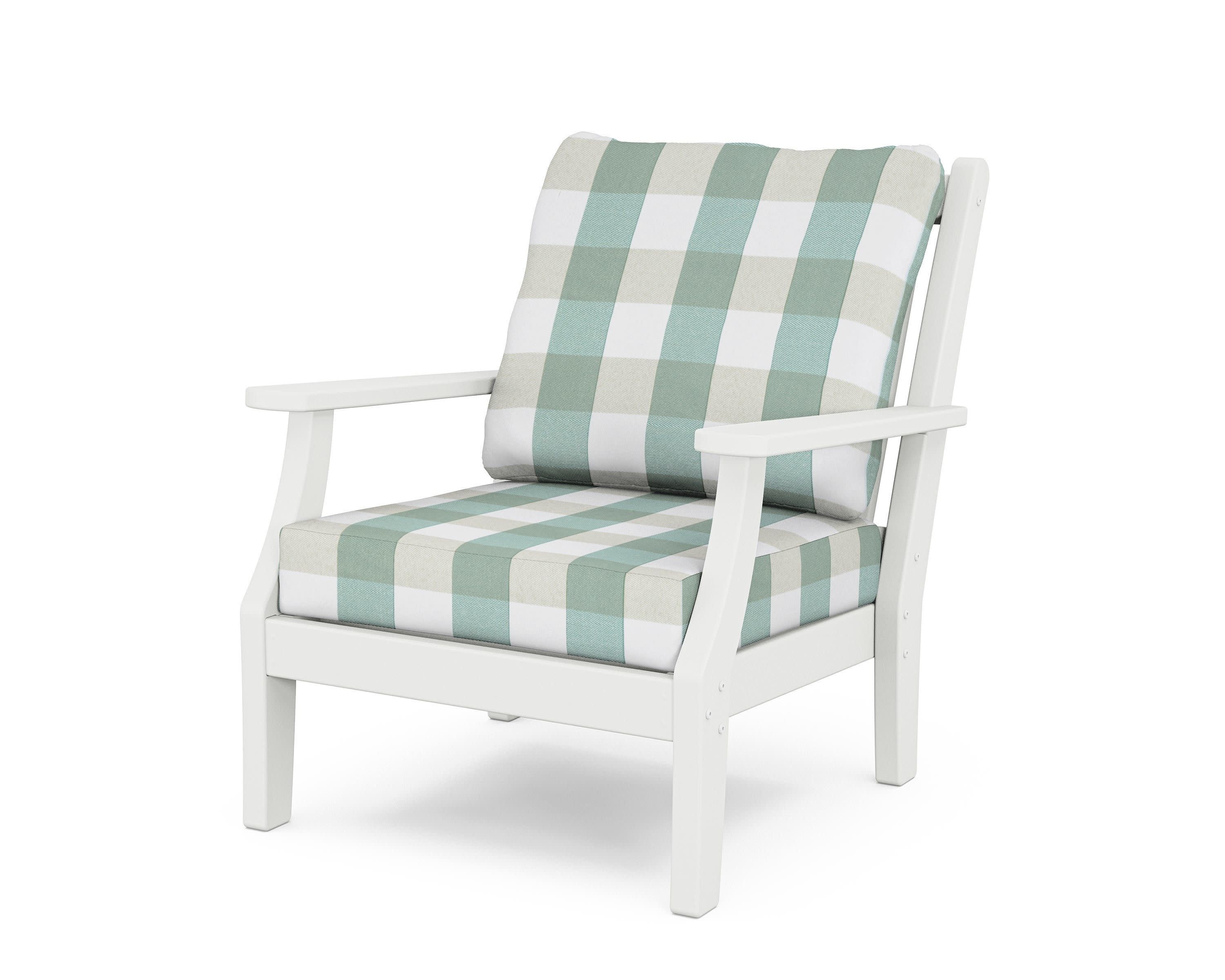 Wovendale Deep Seating Chair in White / Buffalo Plaid Glacier Spa