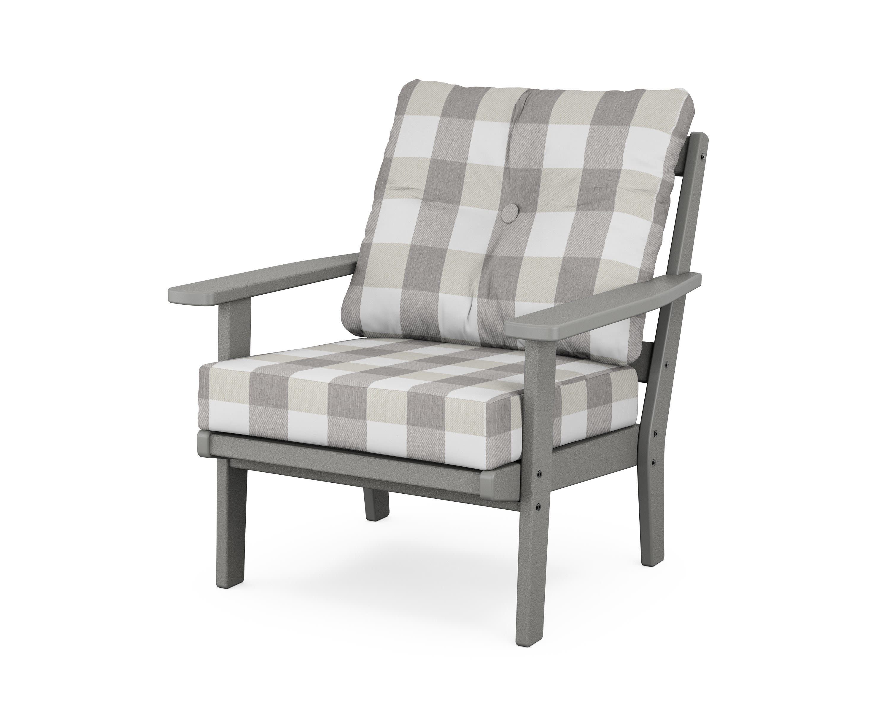 Prairie Deep Seating Chair in Slate Grey / Buffalo Plaid Grey Mist