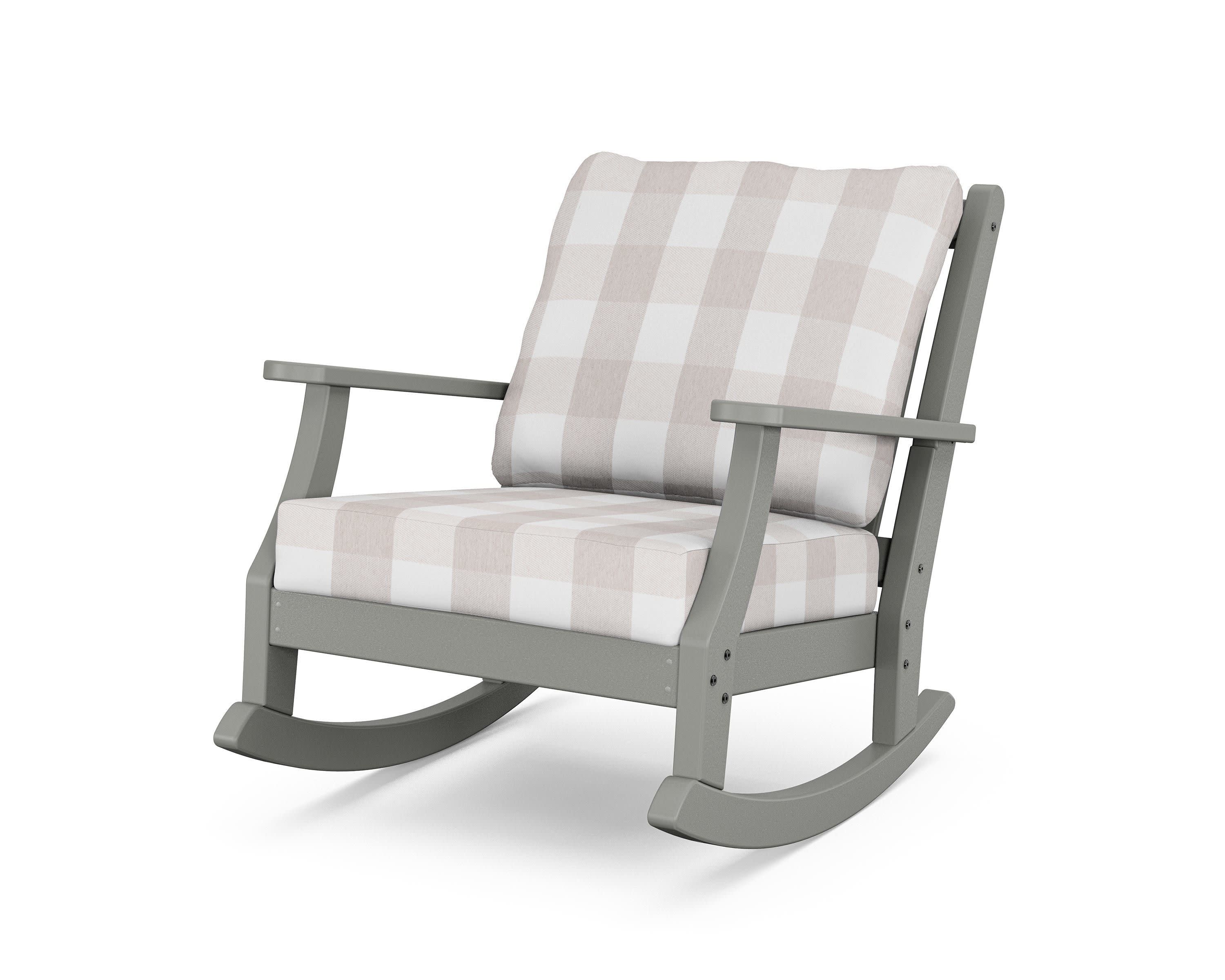 Wovendale Deep Seating Rocking Chair in Slate Grey / Buffalo Plaid Dune Burlap