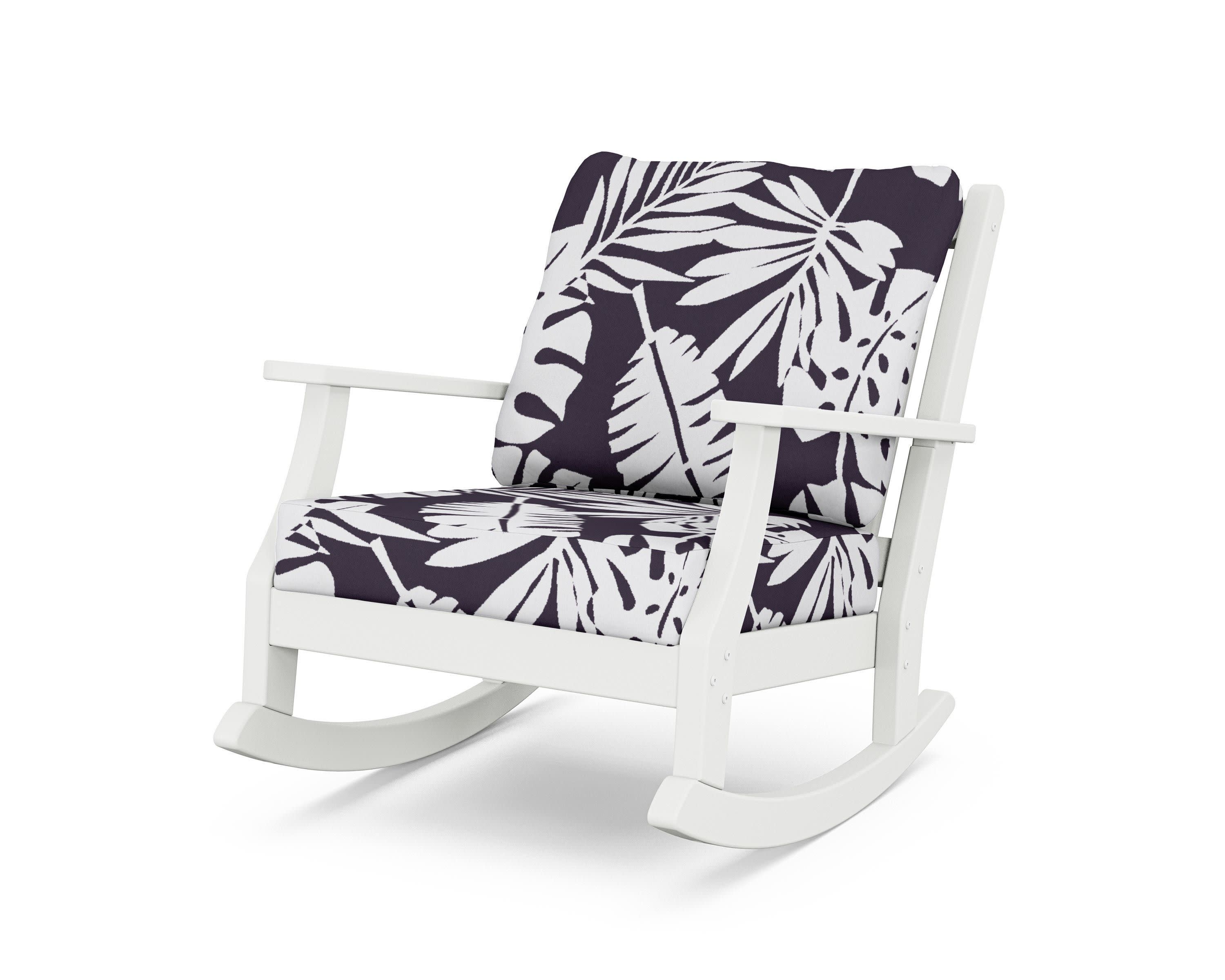 Wovendale Deep Seating Rocking Chair in White / Leaf Navy