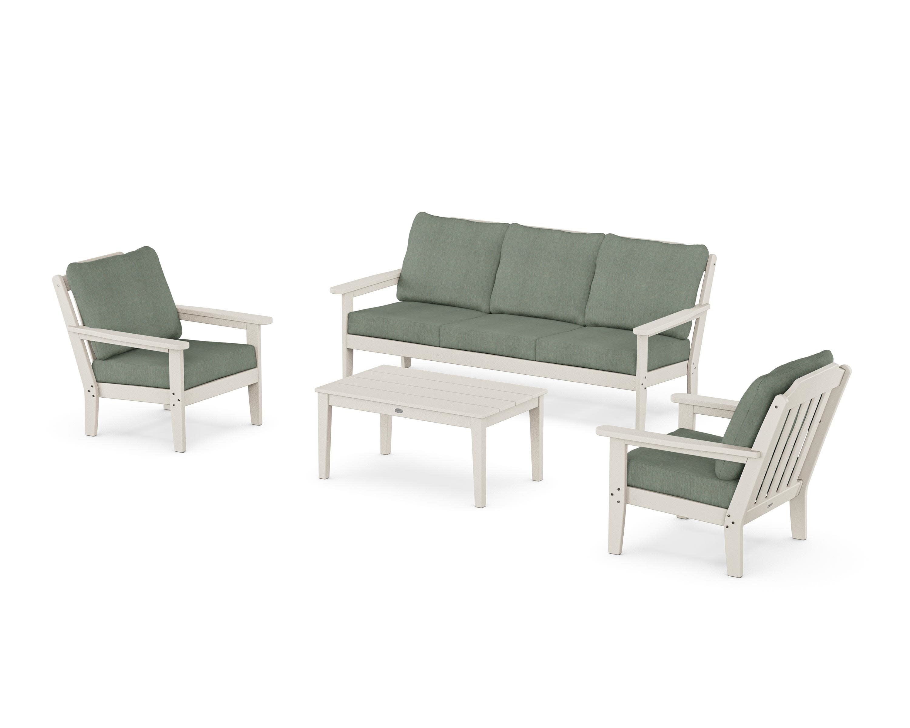 Cottage 4-Piece Deep Seating Set with Sofa in Sand / Cast Sage