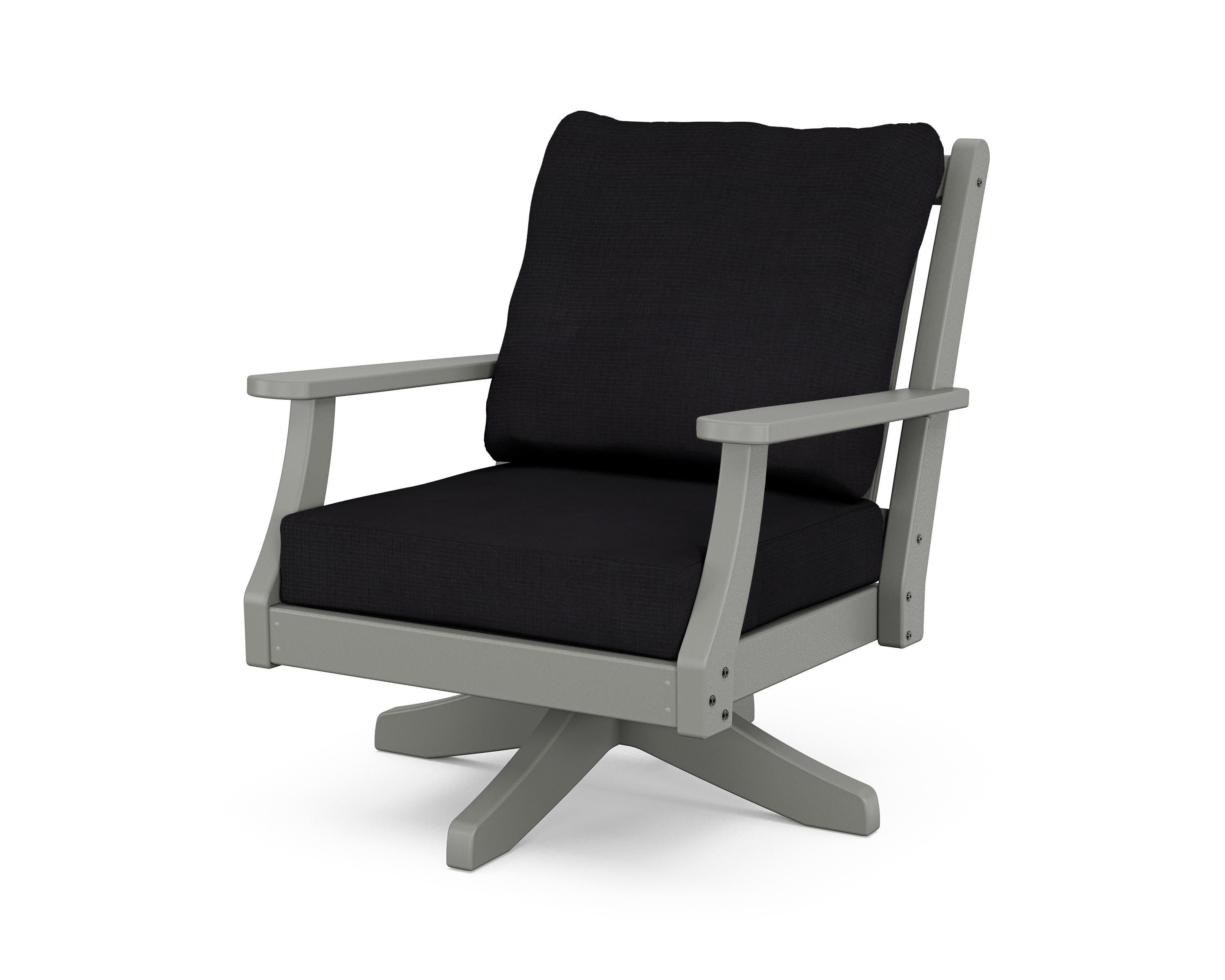 Wovendale Deep Seating Swivel Chair in Slate Grey / Midnight Linen