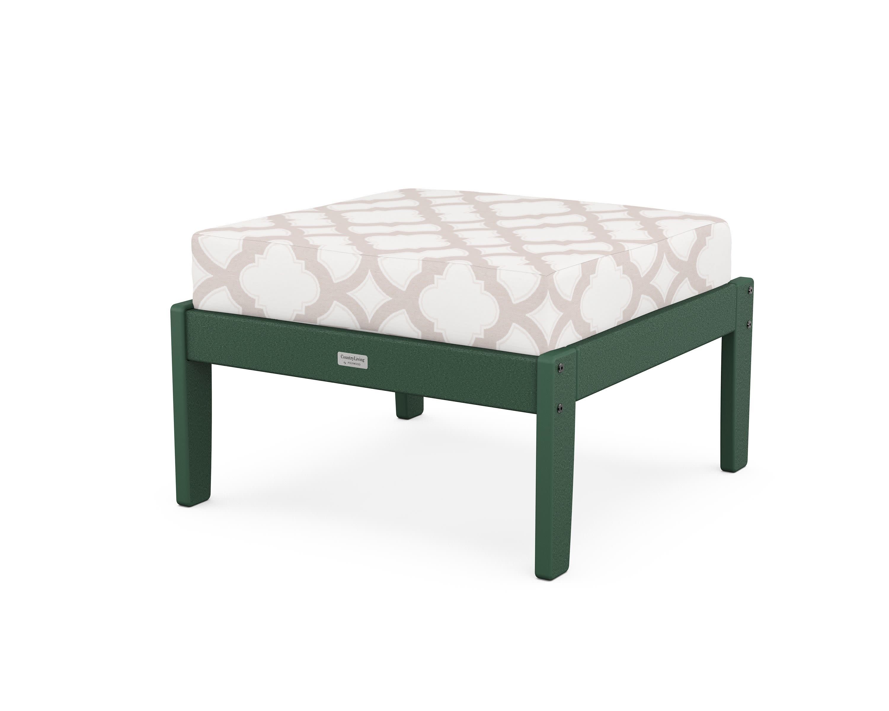 Cottage Deep Seating Ottoman in Green / Trellis Dune Burlap
