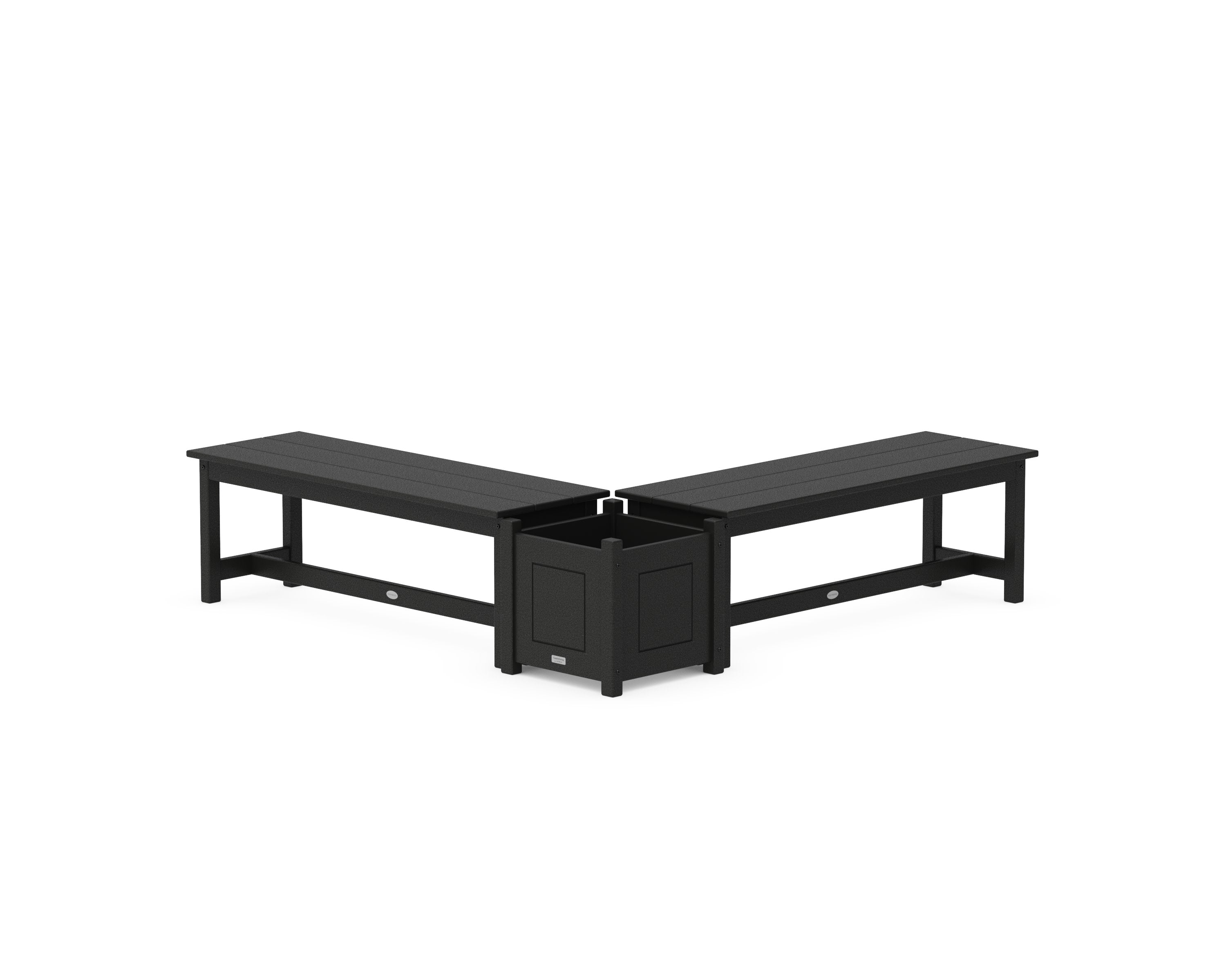 48" Country Living L- Shaped Planter Bench Set in Black