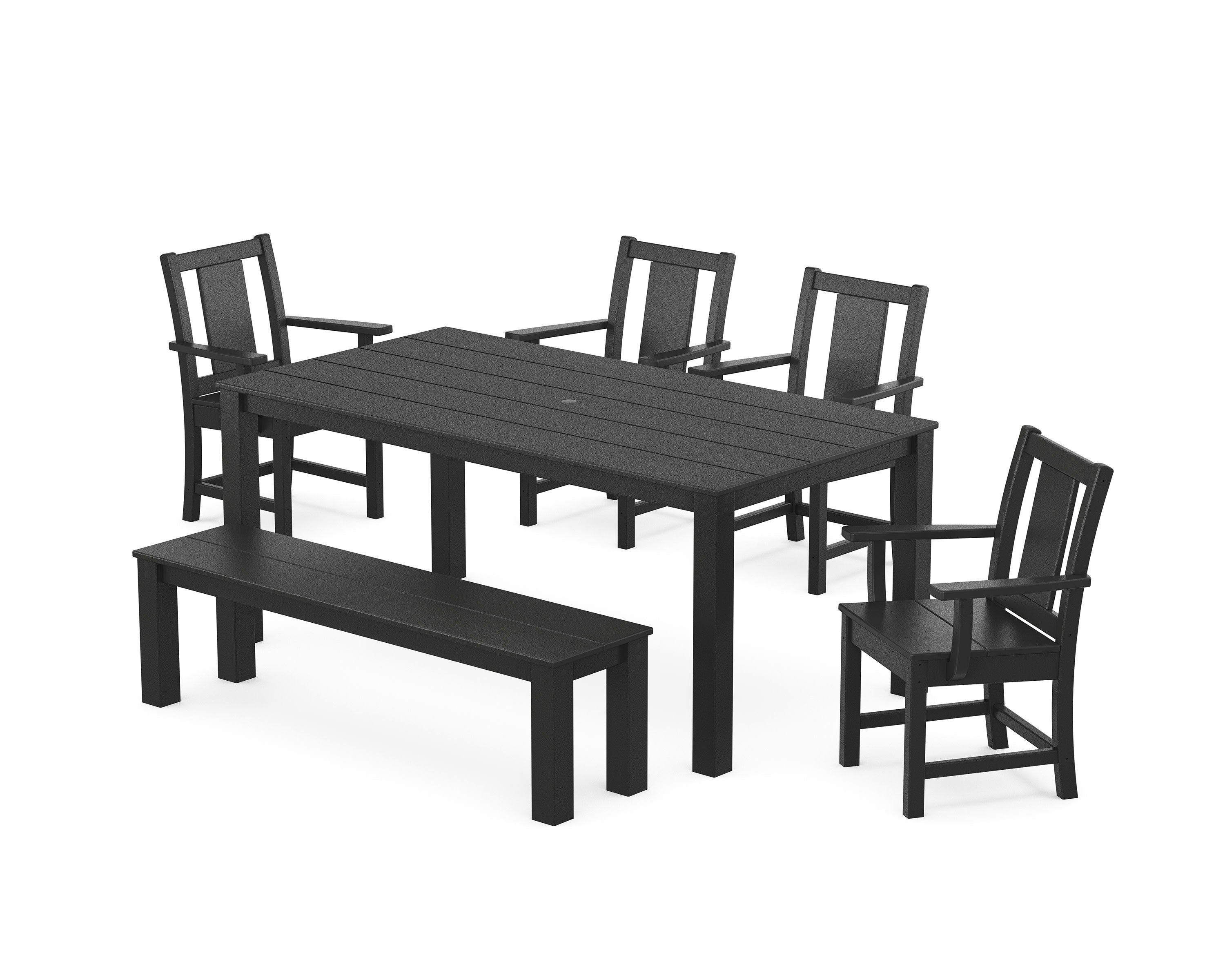 Prairie 6-Piece Parsons Dining Set with Bench in Black