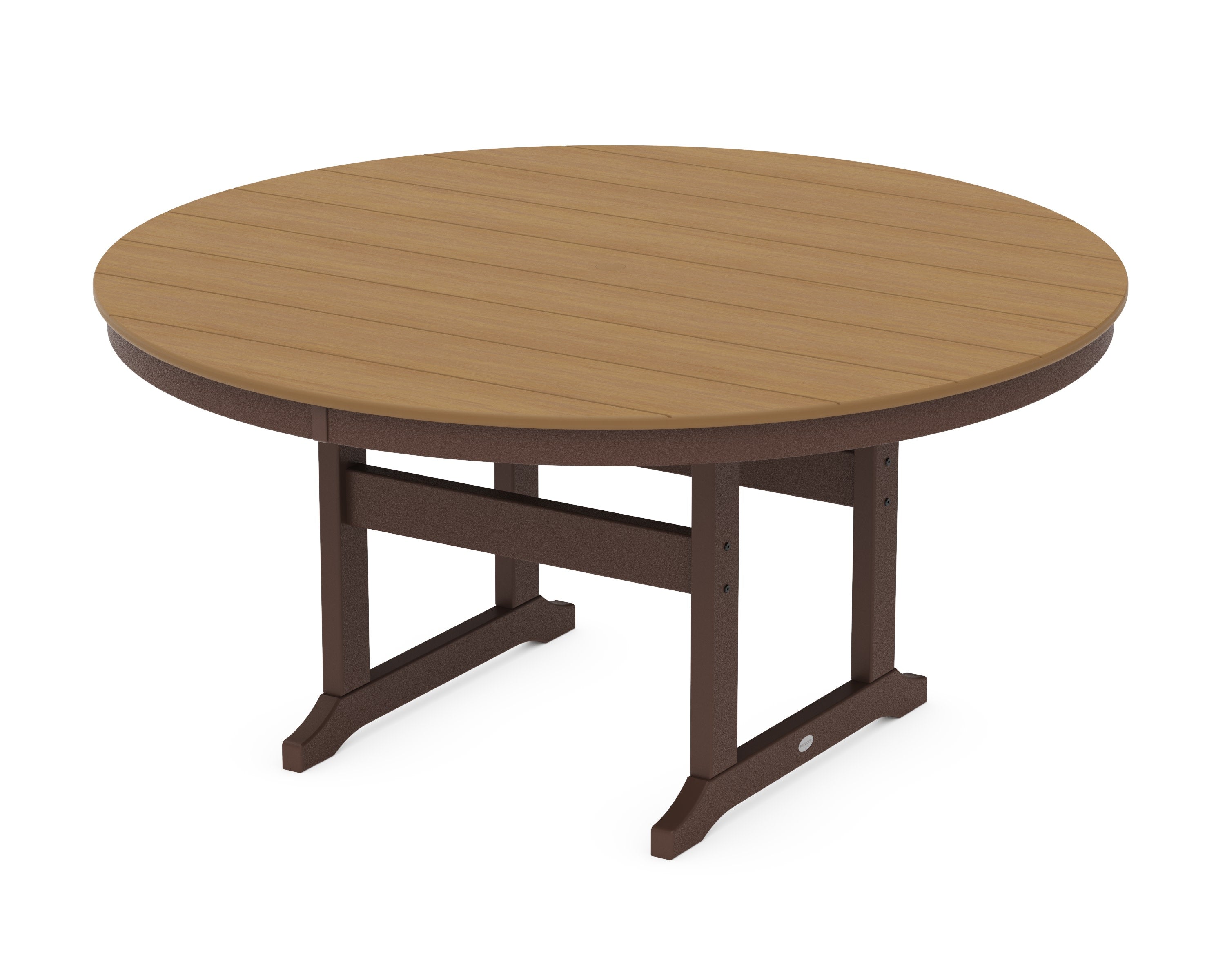 60" Round Farmhouse Dining Table in Mahogany / Natural