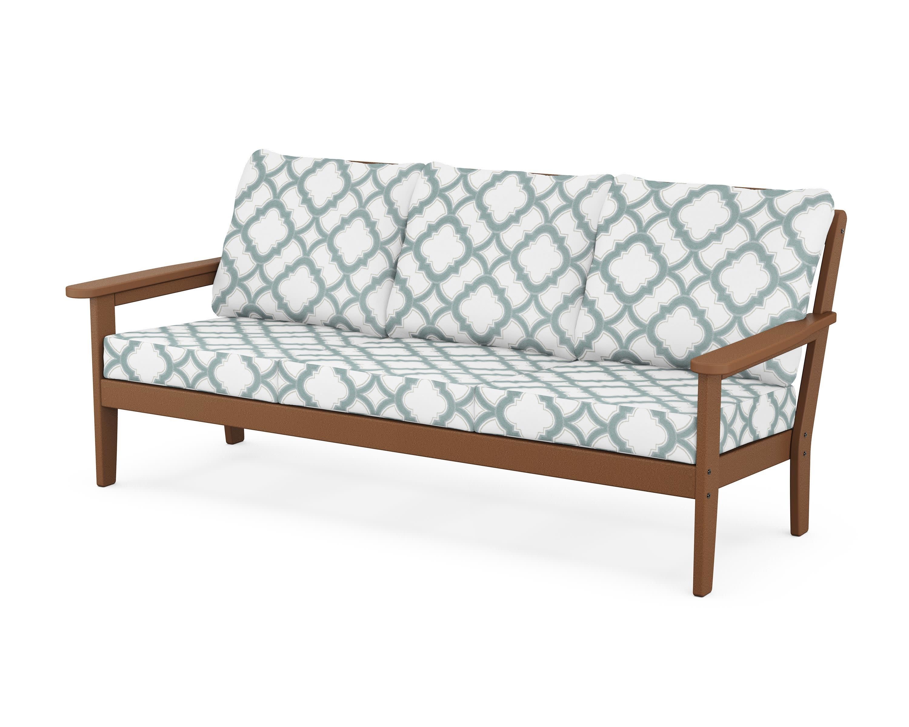 Cottage Deep Seating Sofa in Teak / Trellis Glacier Spa