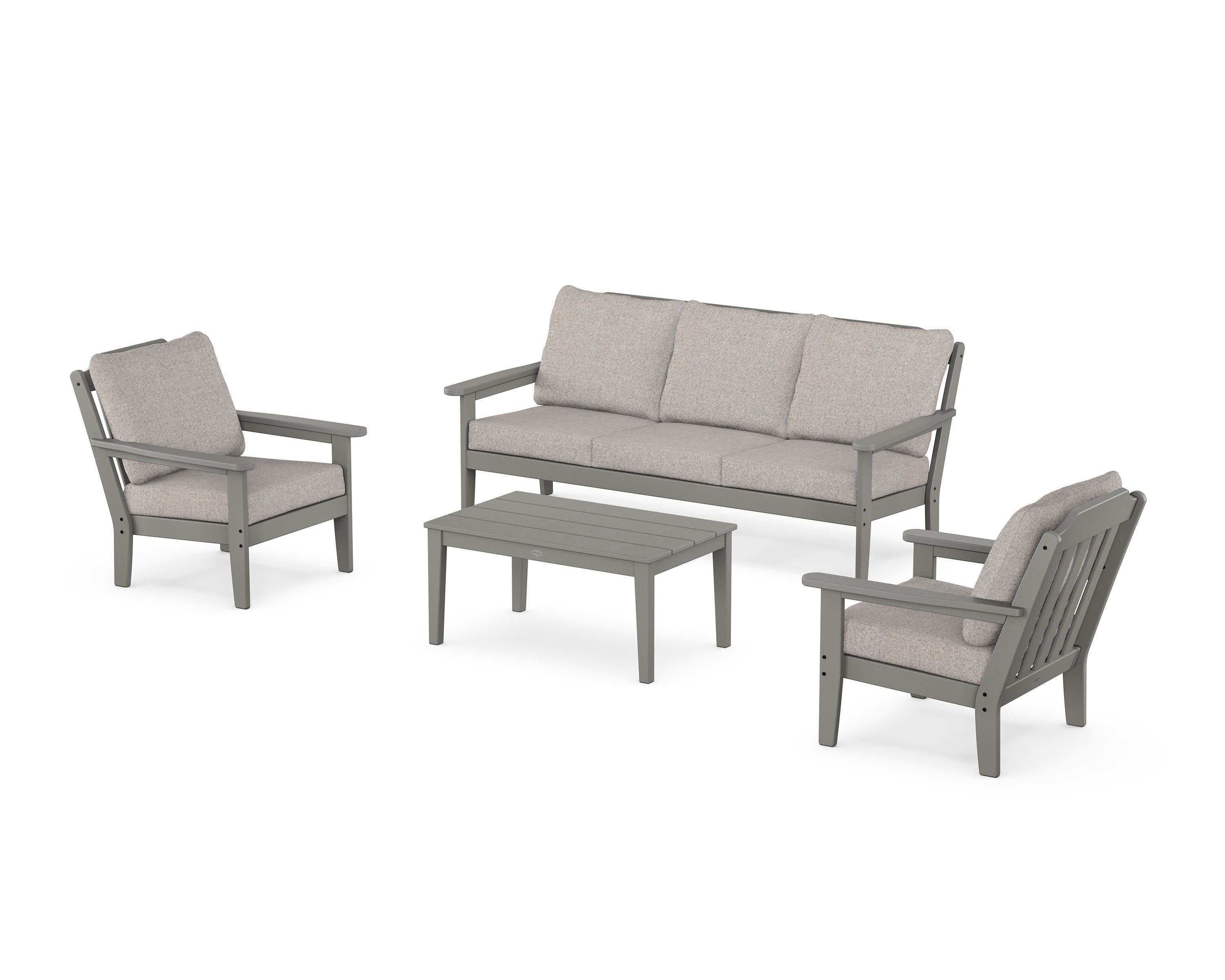 Cottage 4-Piece Deep Seating Set with Sofa in Slate Grey / Weathered Tweed