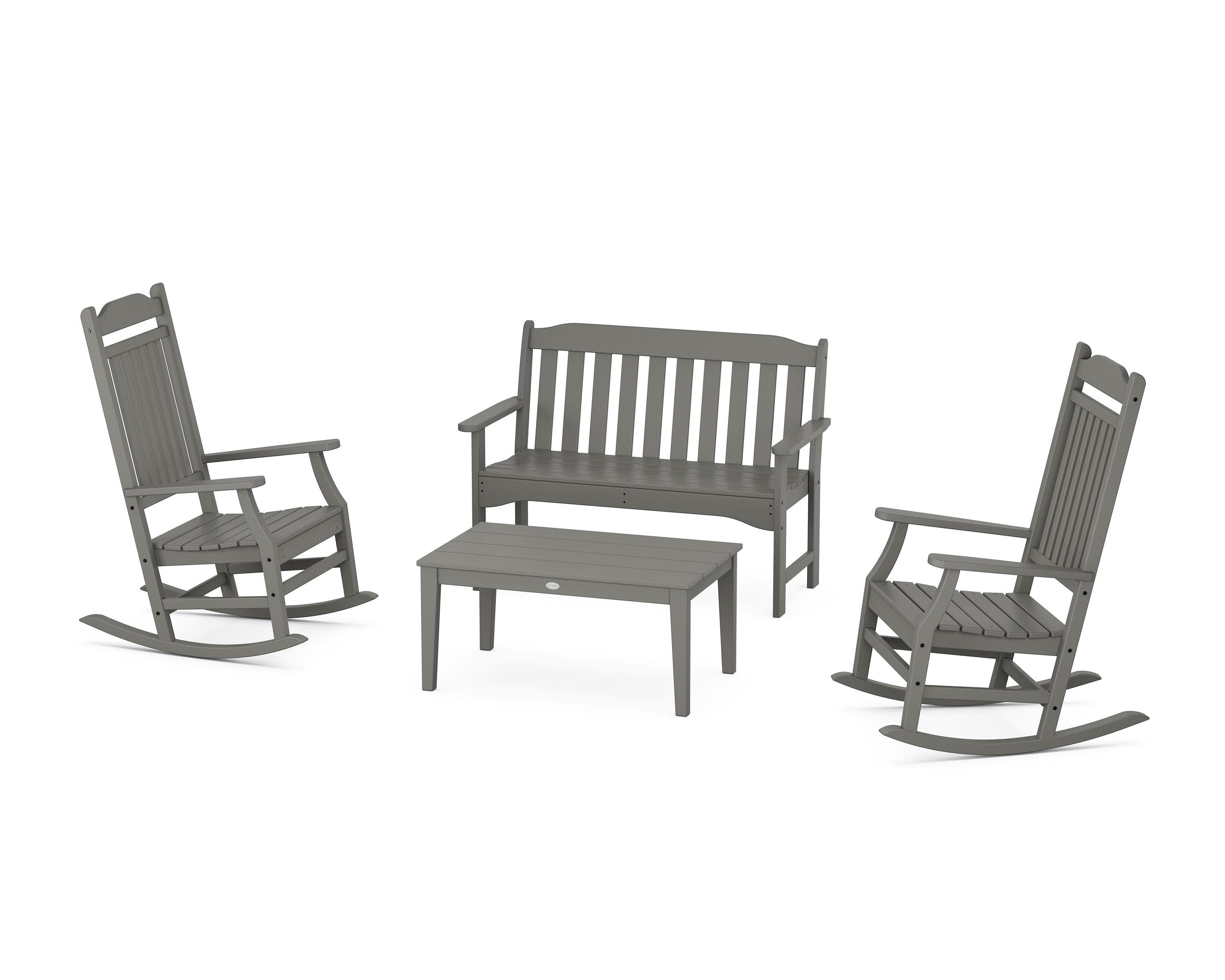 Cottage Rocking Chair 4-Piece Porch Set in Slate Grey