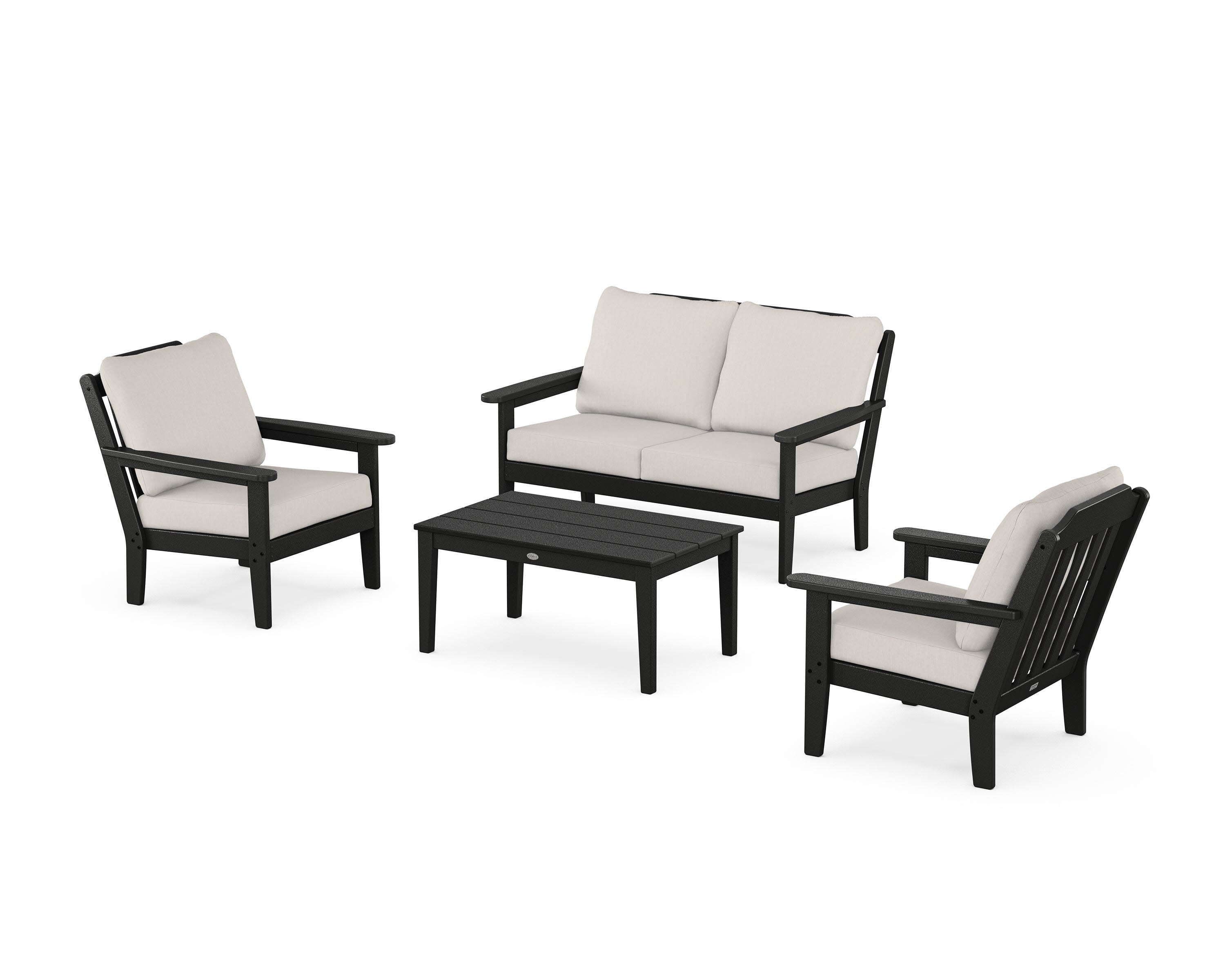 Cottage 4-Piece Deep Seating Set with Loveseat in Black / Cast Ash