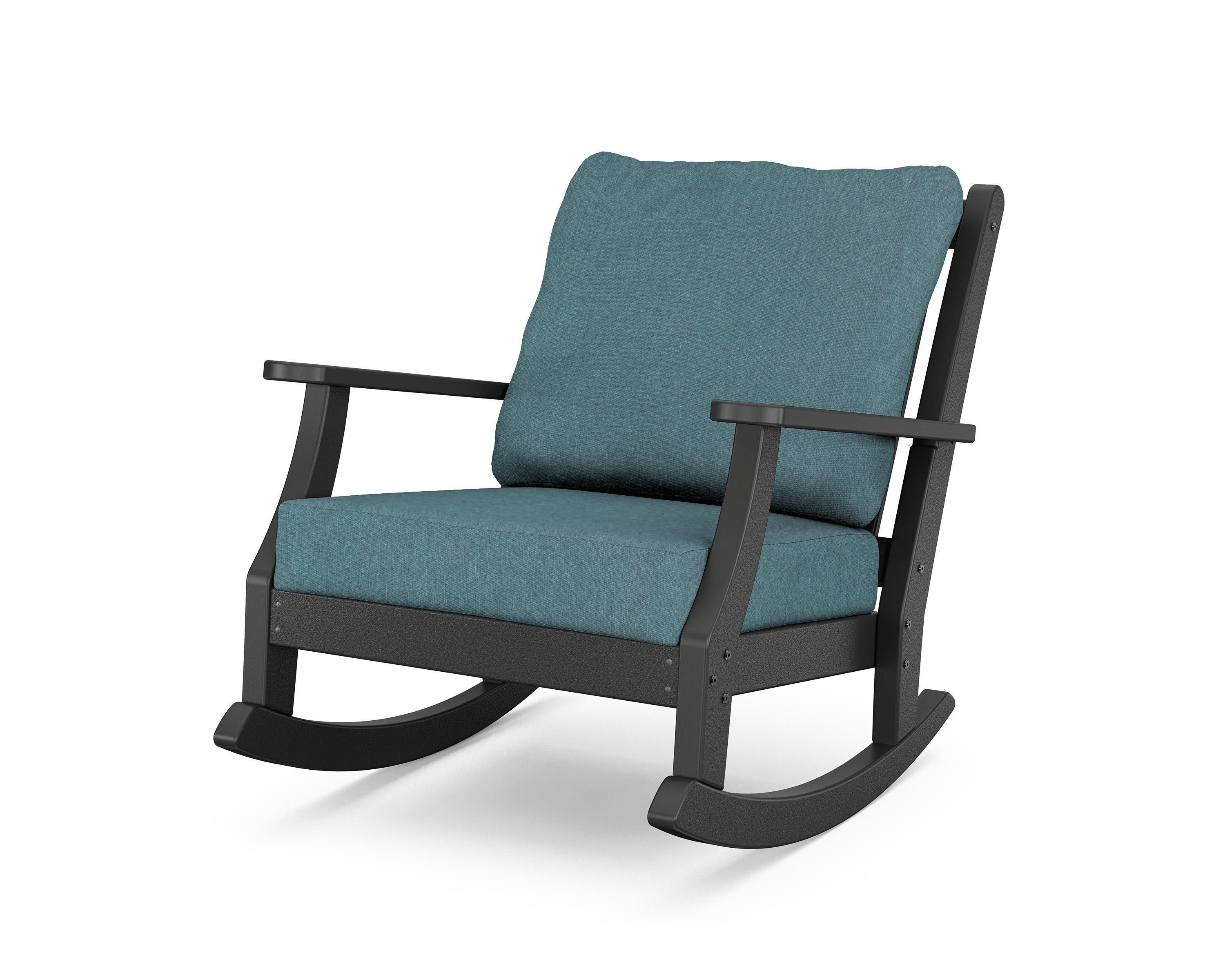 Wovendale Deep Seating Rocking Chair in Black / Ocean Teal