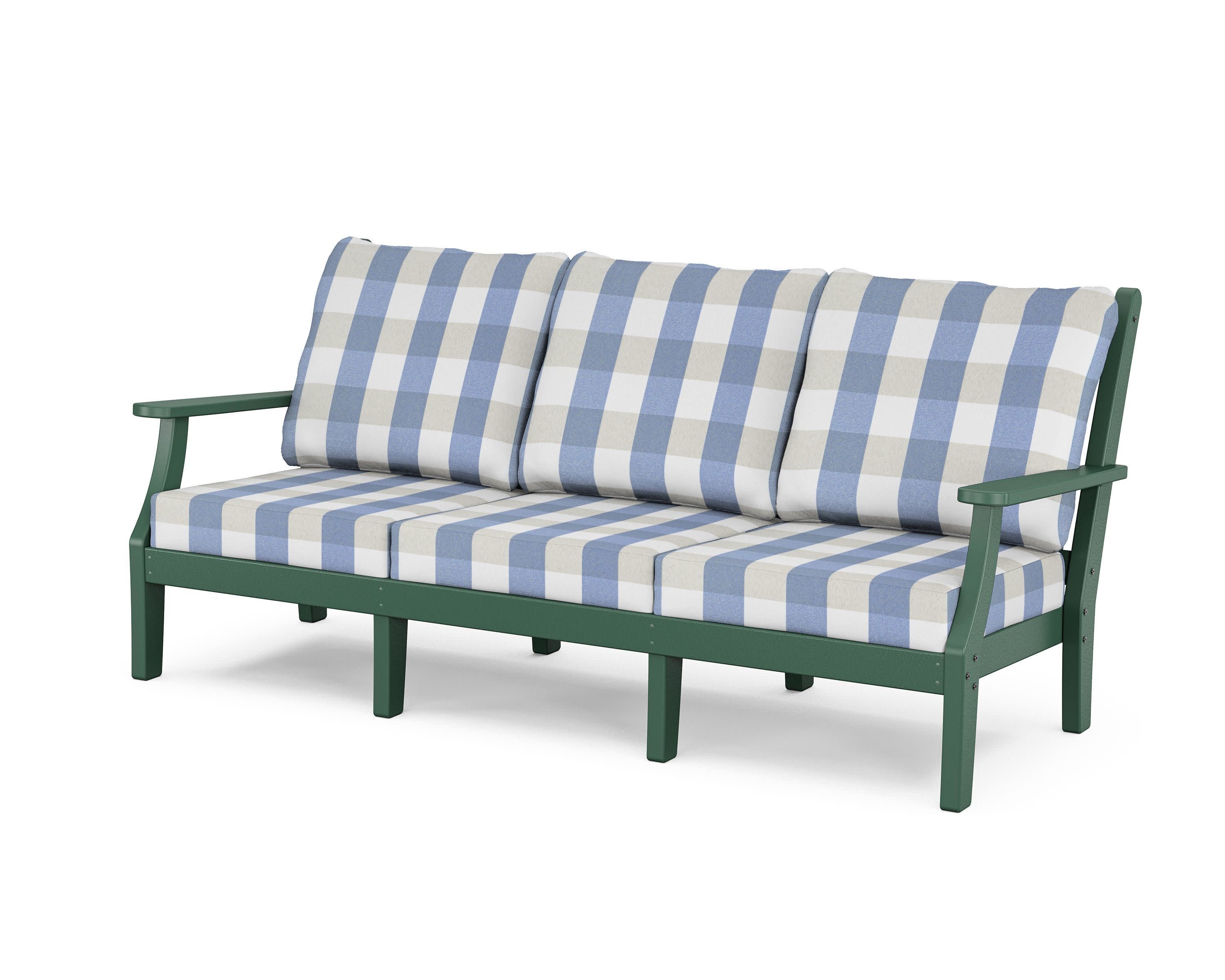 Wovendale Deep Seating Sofa in Green / Buffalo Plaid Sky Blue