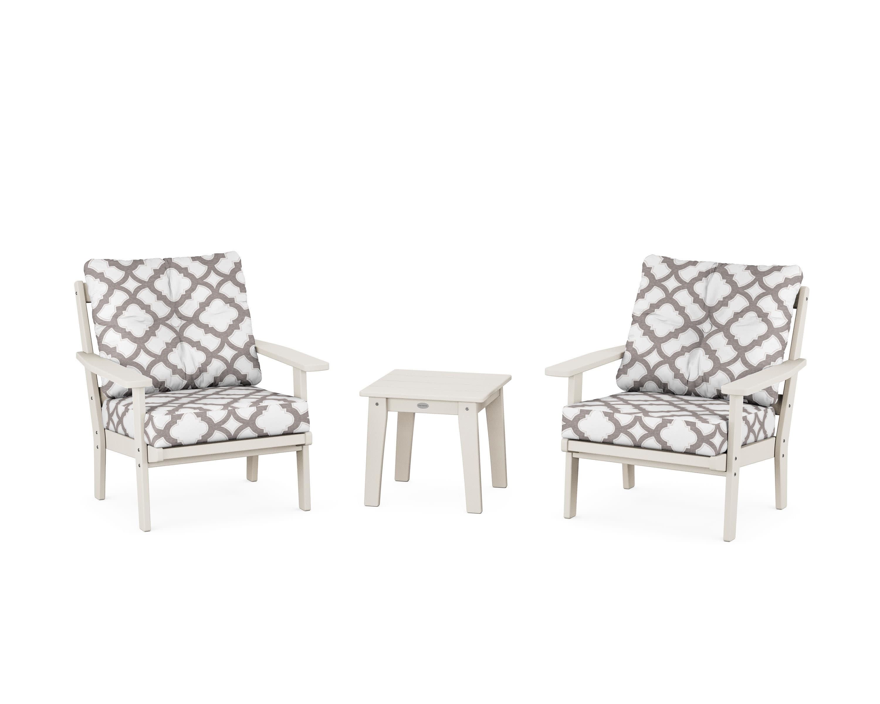 Prairie 3-Piece Deep Seating Set in Sand / Trellis Grey Mist
