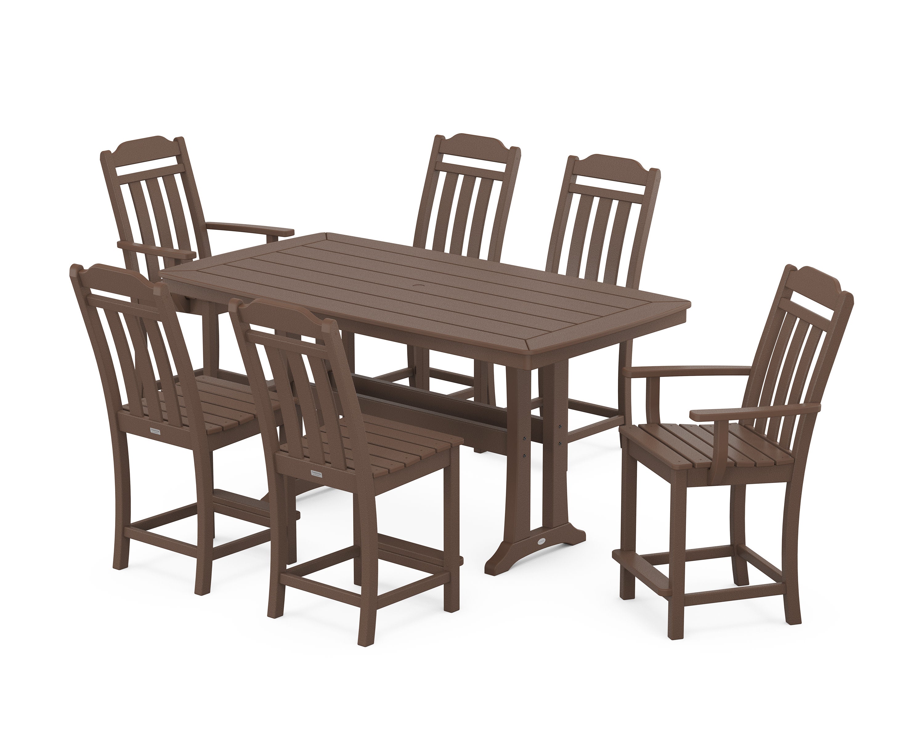 Cottage 7-Piece Counter Set with Trestle Legs in Mahogany