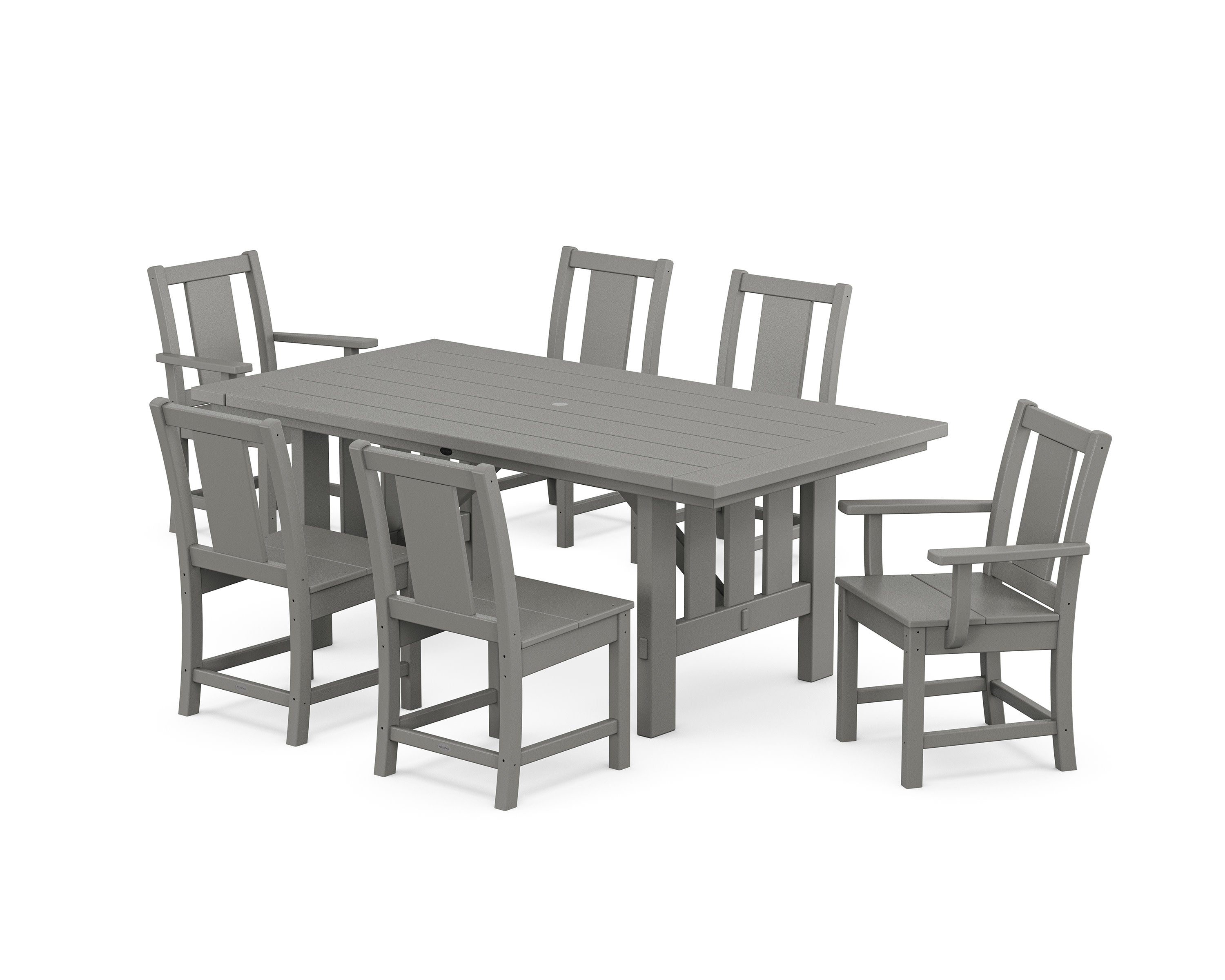 Prairie 7-Piece Dining Set with Mission Table in Slate Grey