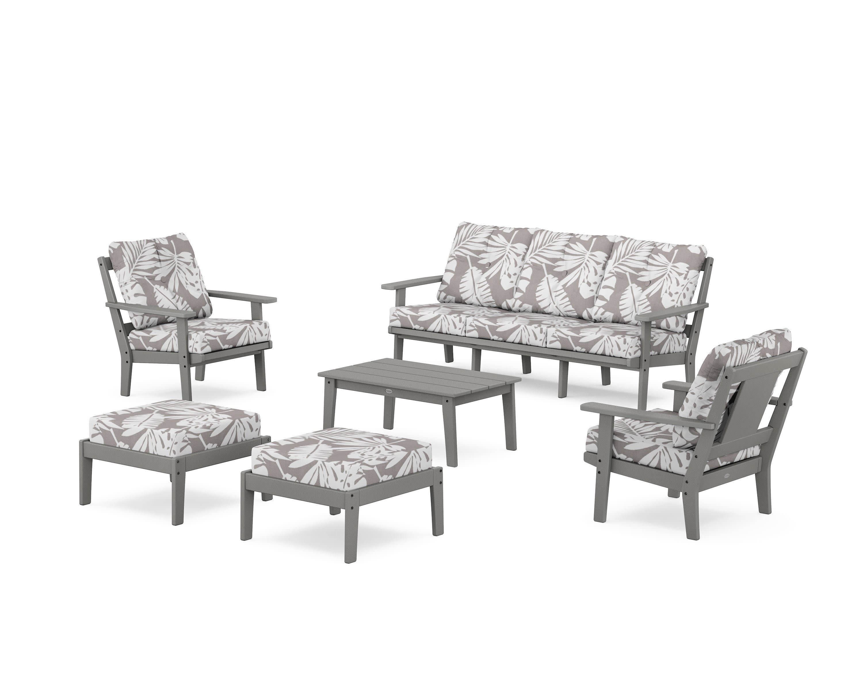 Prairie 6-Piece Lounge Sofa Set in Slate Grey / Leaf Grey Mist