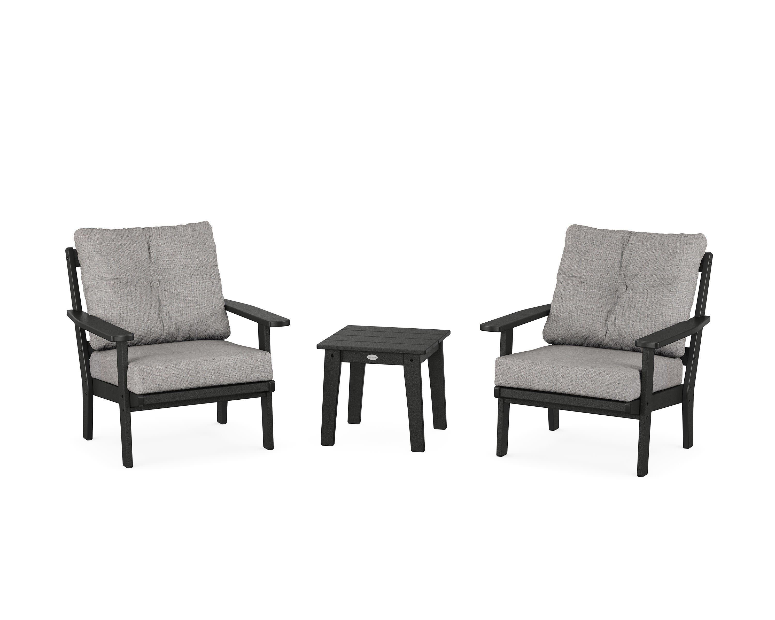 Prairie 3-Piece Deep Seating Set in Black / Grey Mist