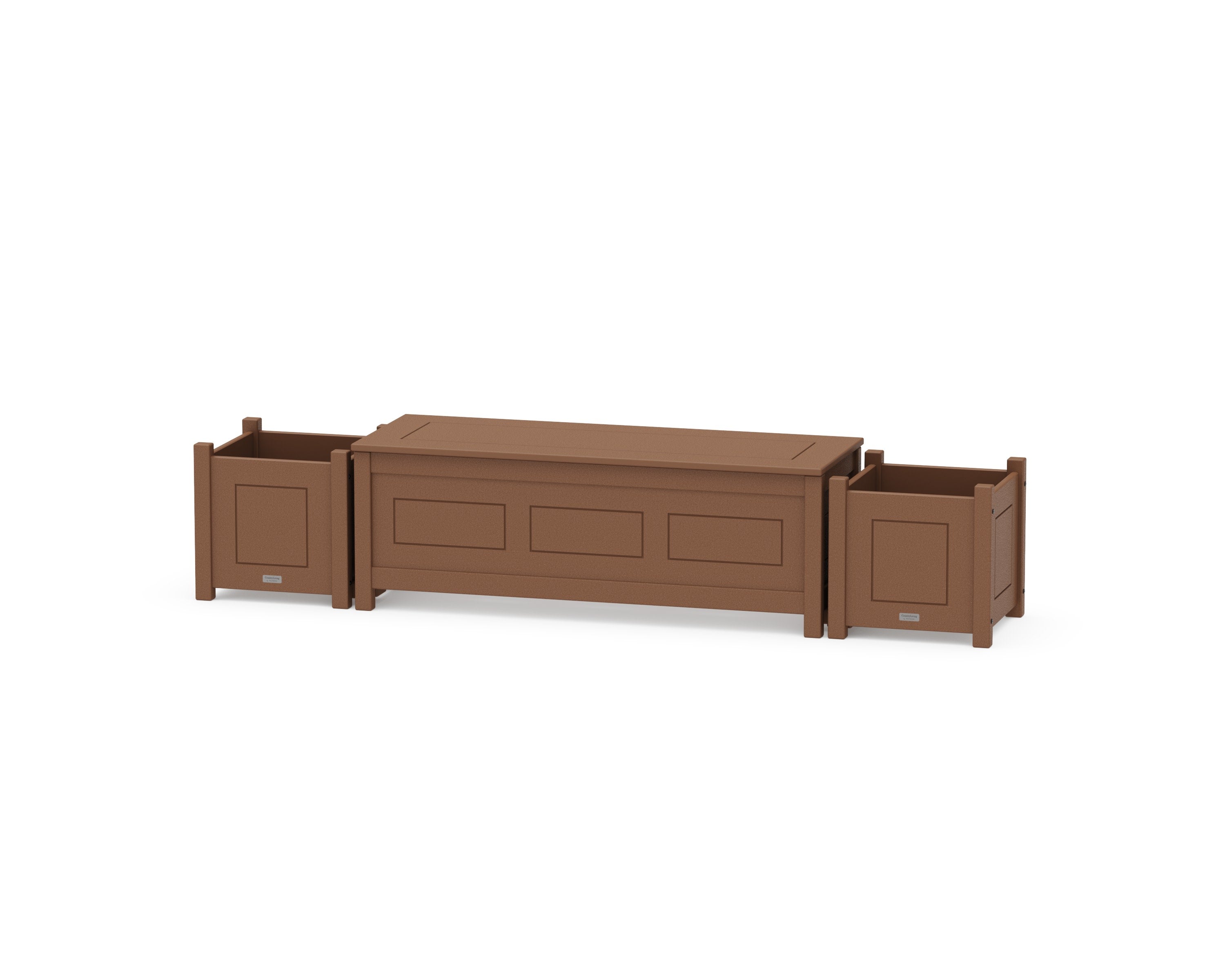 48" Country Living Straight Planter Storage Bench Set in Teak