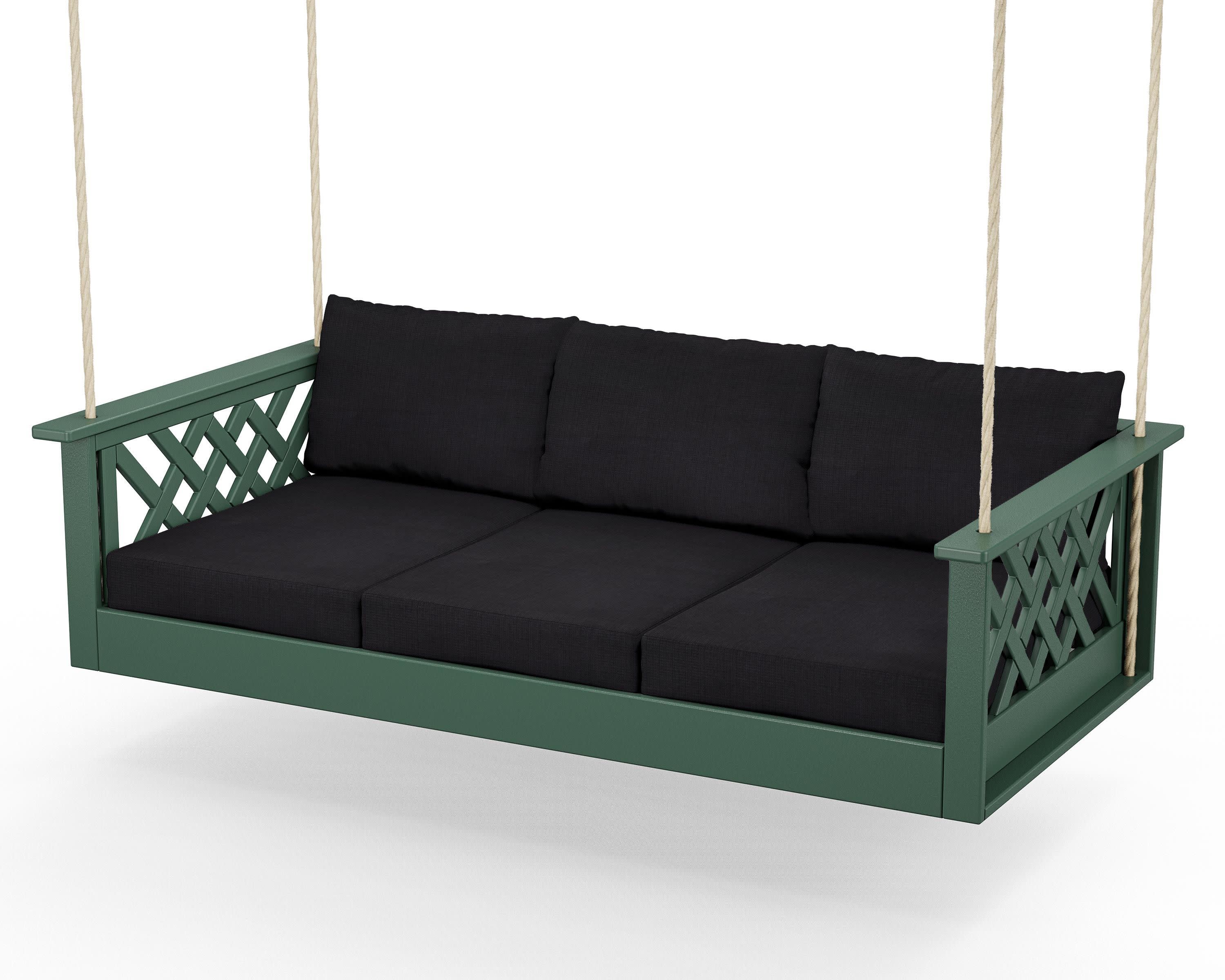 Wovendale Daybed Swing in Green / Midnight Linen