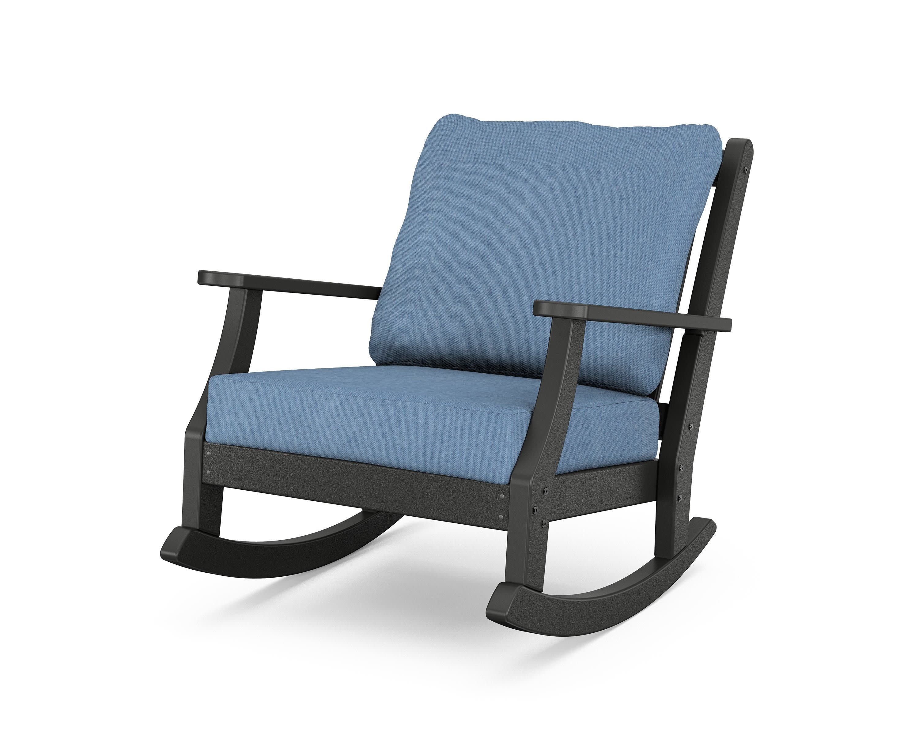 Wovendale Deep Seating Rocking Chair in Black / Sky Blue