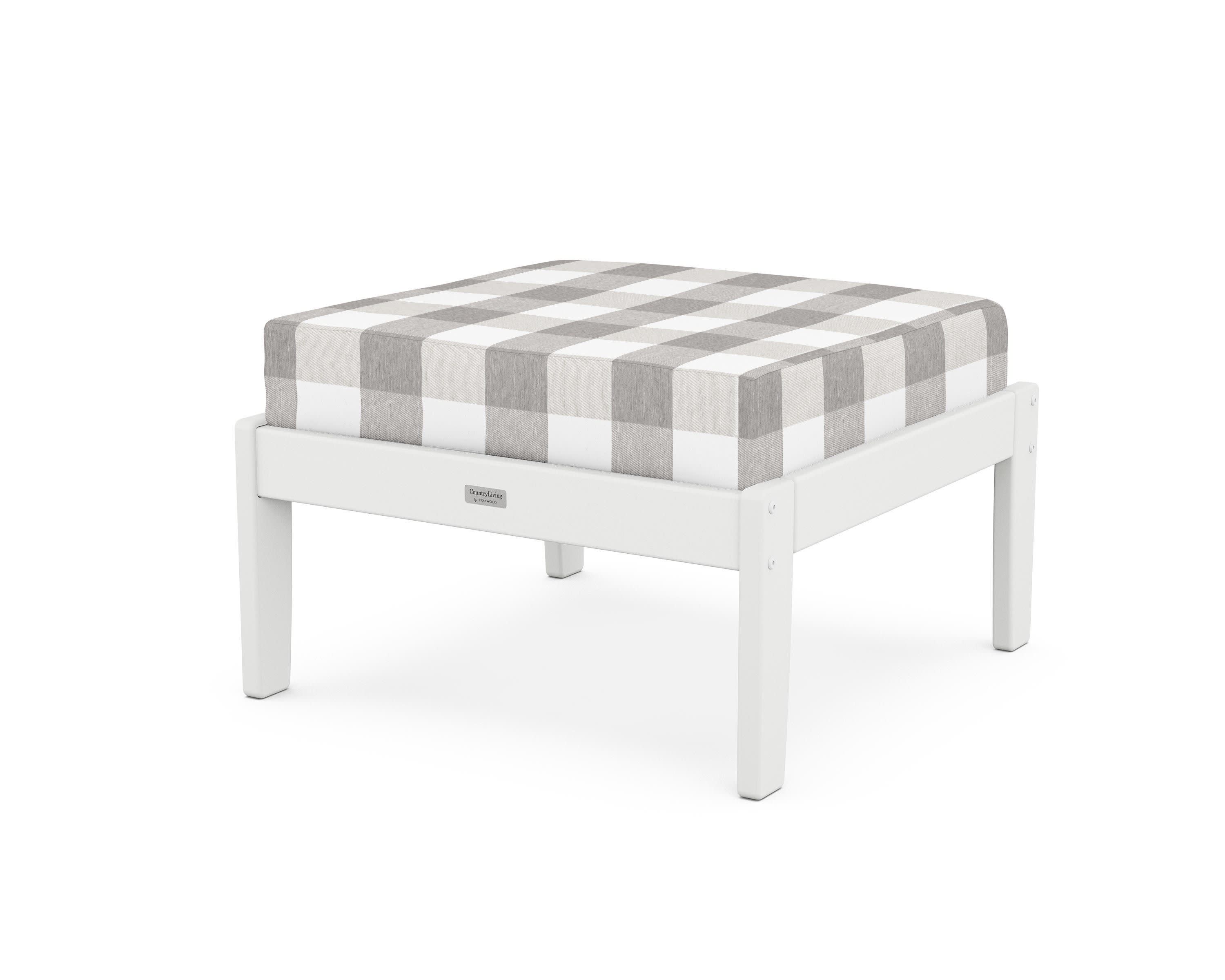 Cottage Deep Seating Ottoman in White / Buffalo Plaid Grey Mist
