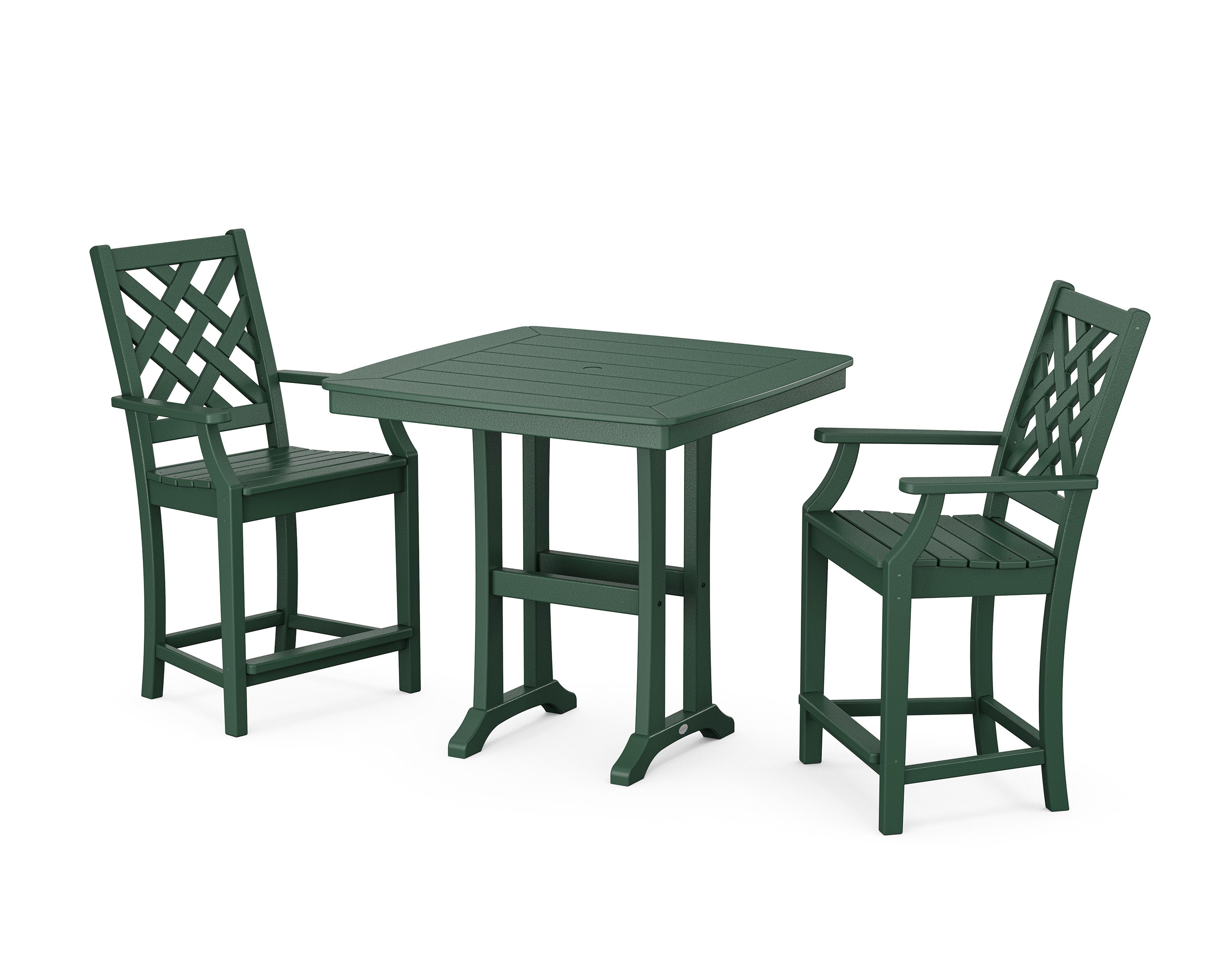 Wovendale 3-Piece Counter Set with Trestle Legs in Green