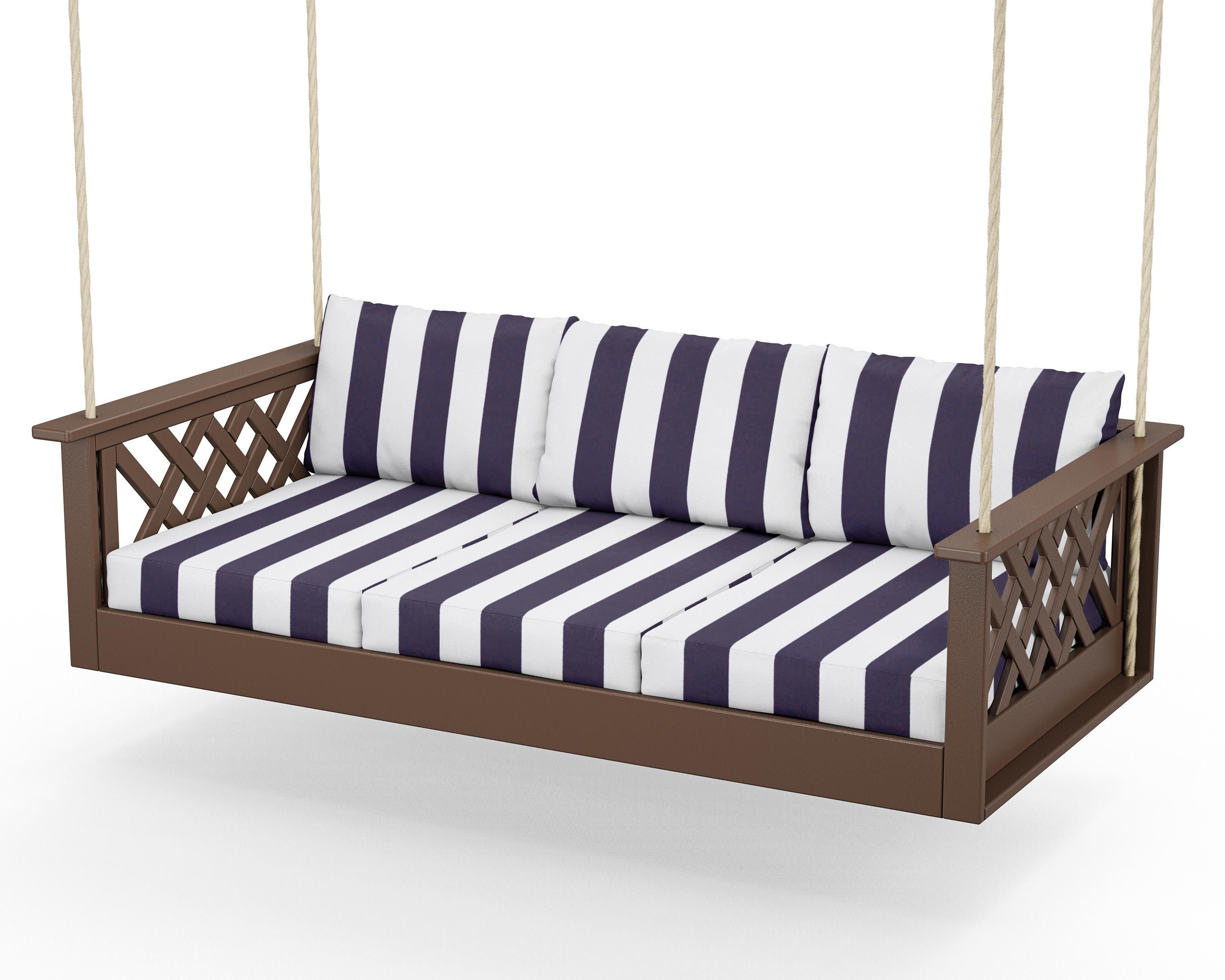 Wovendale Daybed Swing in Mahogany / Cabana Stripe Navy