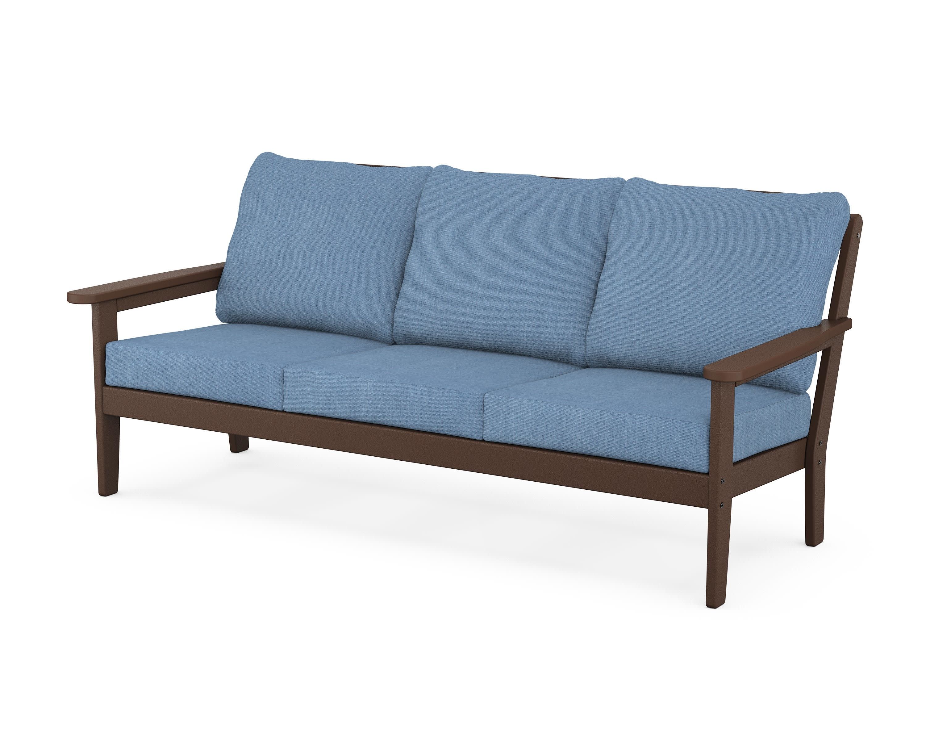 Cottage Deep Seating Sofa in Mahogany / Sky Blue