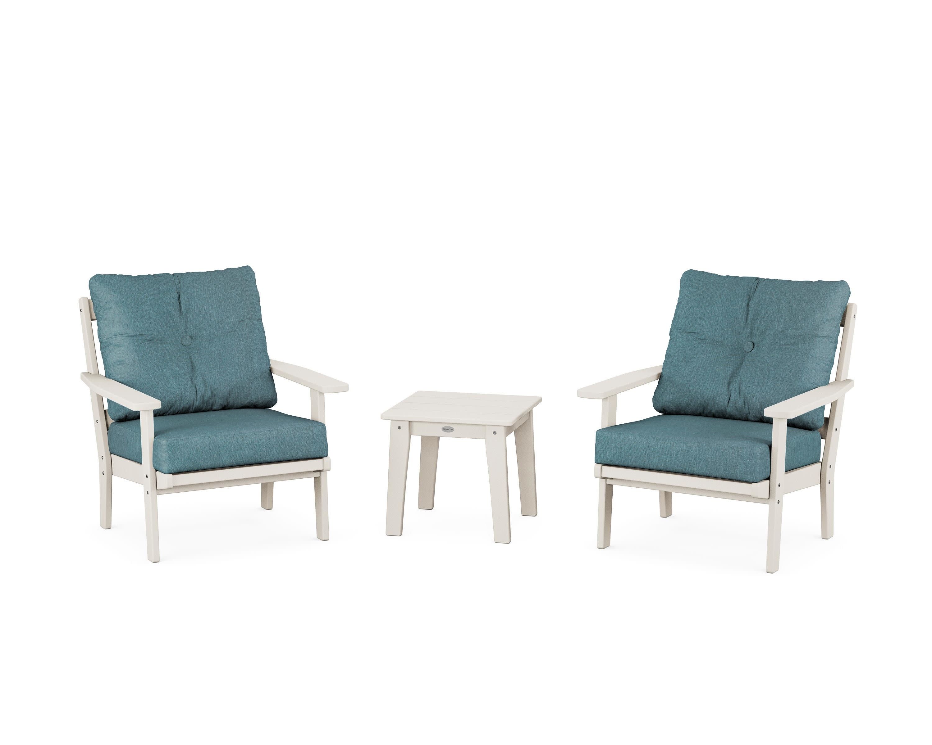 Prairie 3-Piece Deep Seating Set in Sand / Ocean Teal