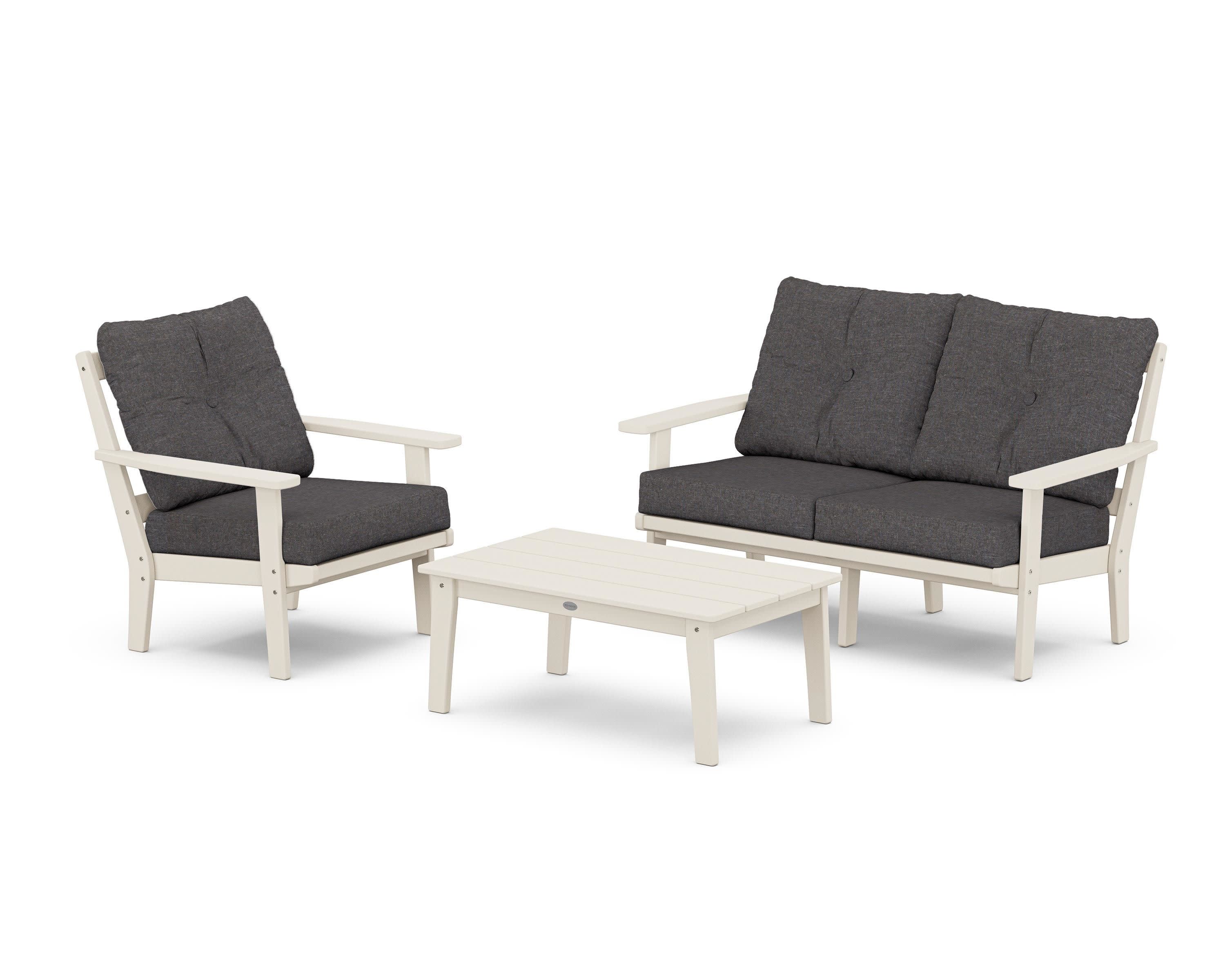 Prairie 3-Piece Deep Seating Set with Loveseat in Sand / Ash Charcoal