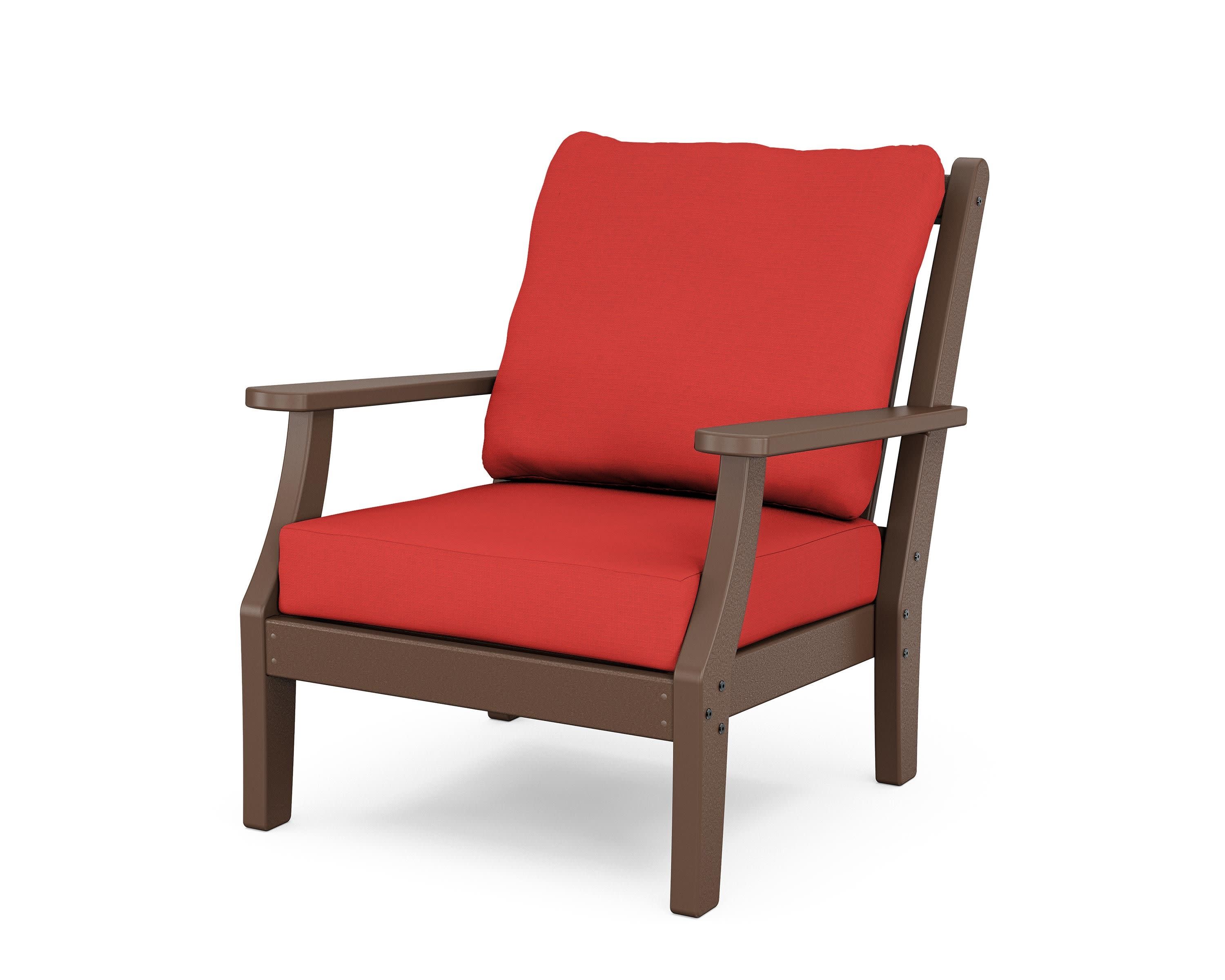 Wovendale Deep Seating Chair in Mahogany / Crimson Linen