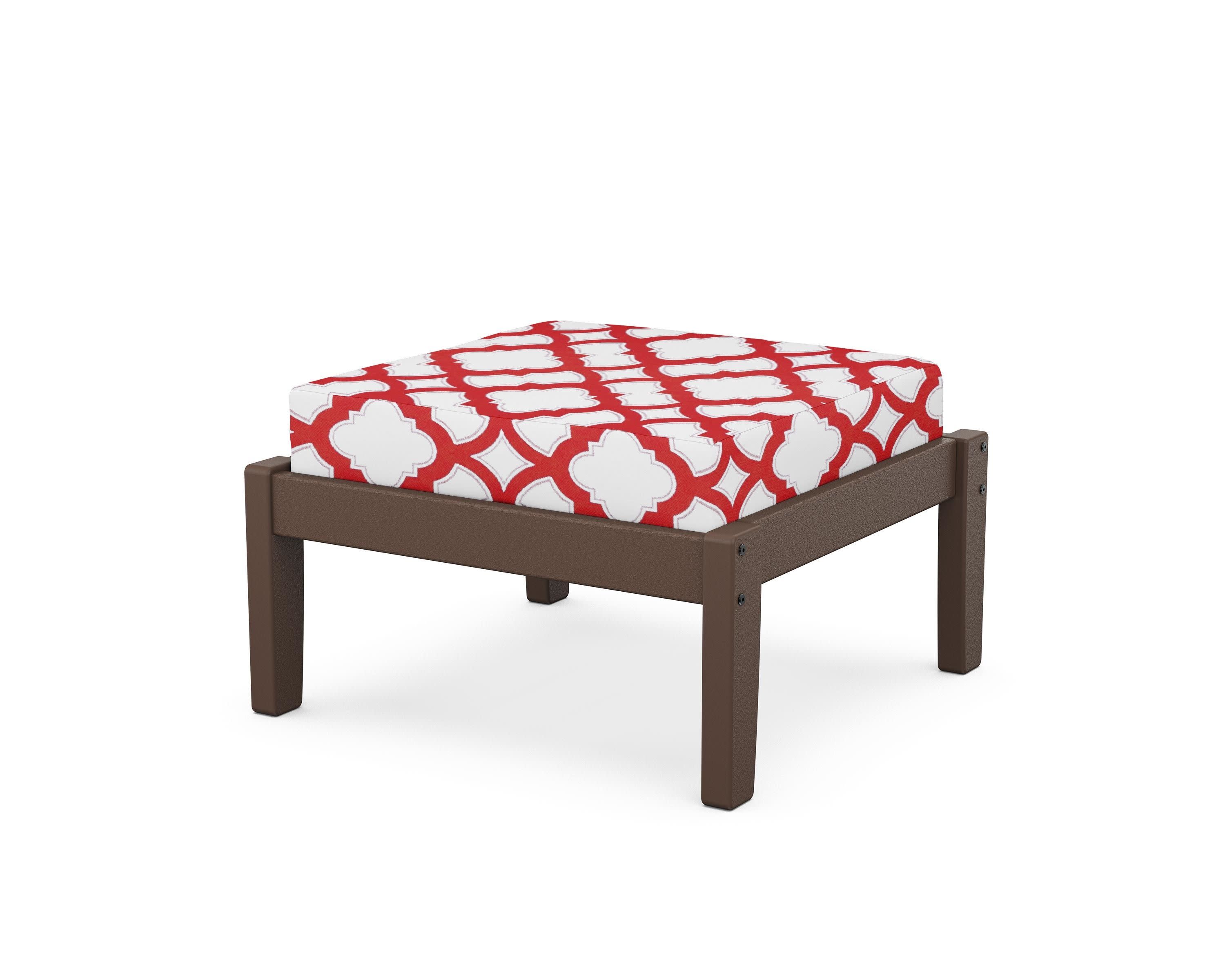 Deep Seating Ottoman in Mahogany / Trellis Crimson