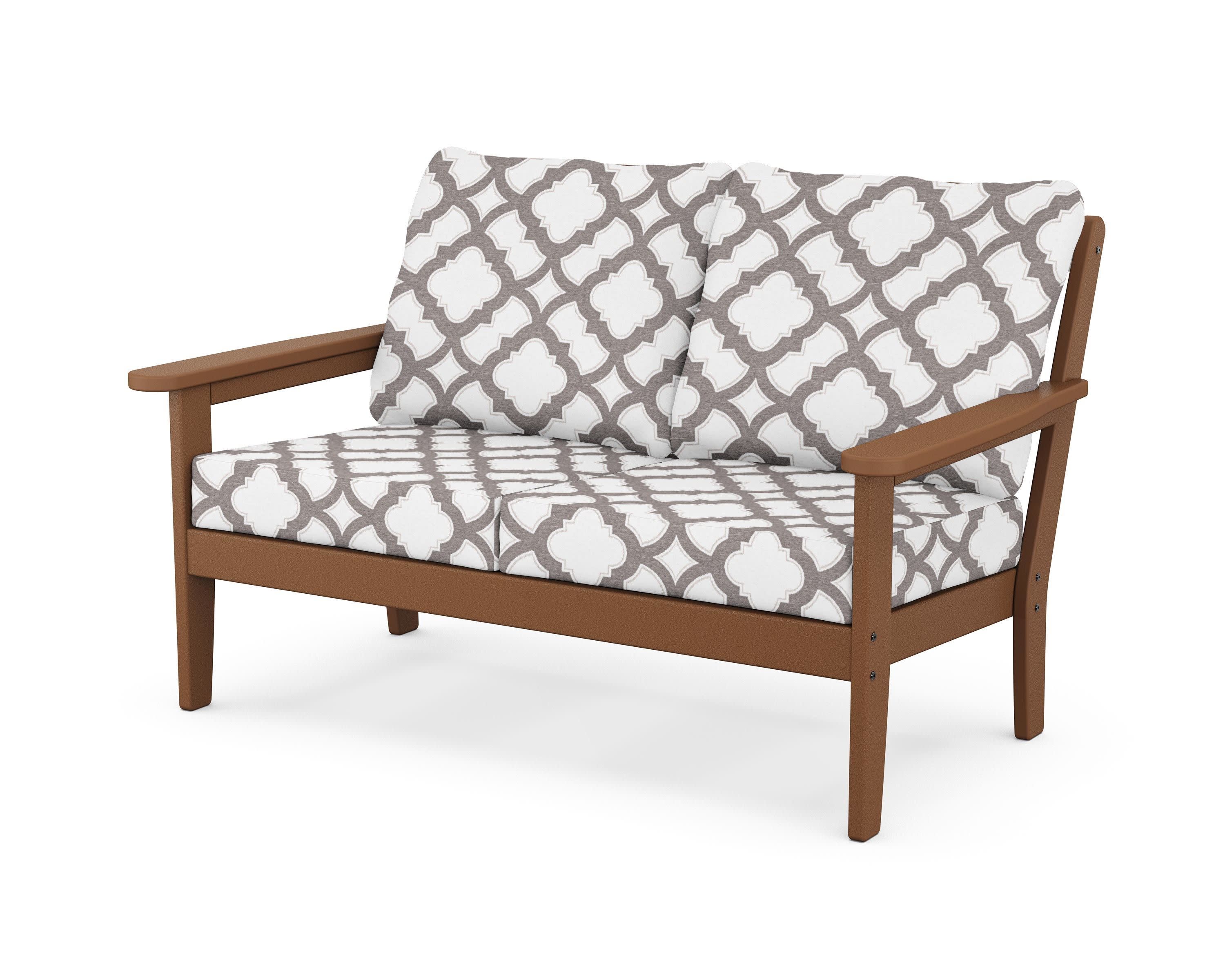 Cottage Deep Seating Loveseat in Teak / Trellis Grey Mist
