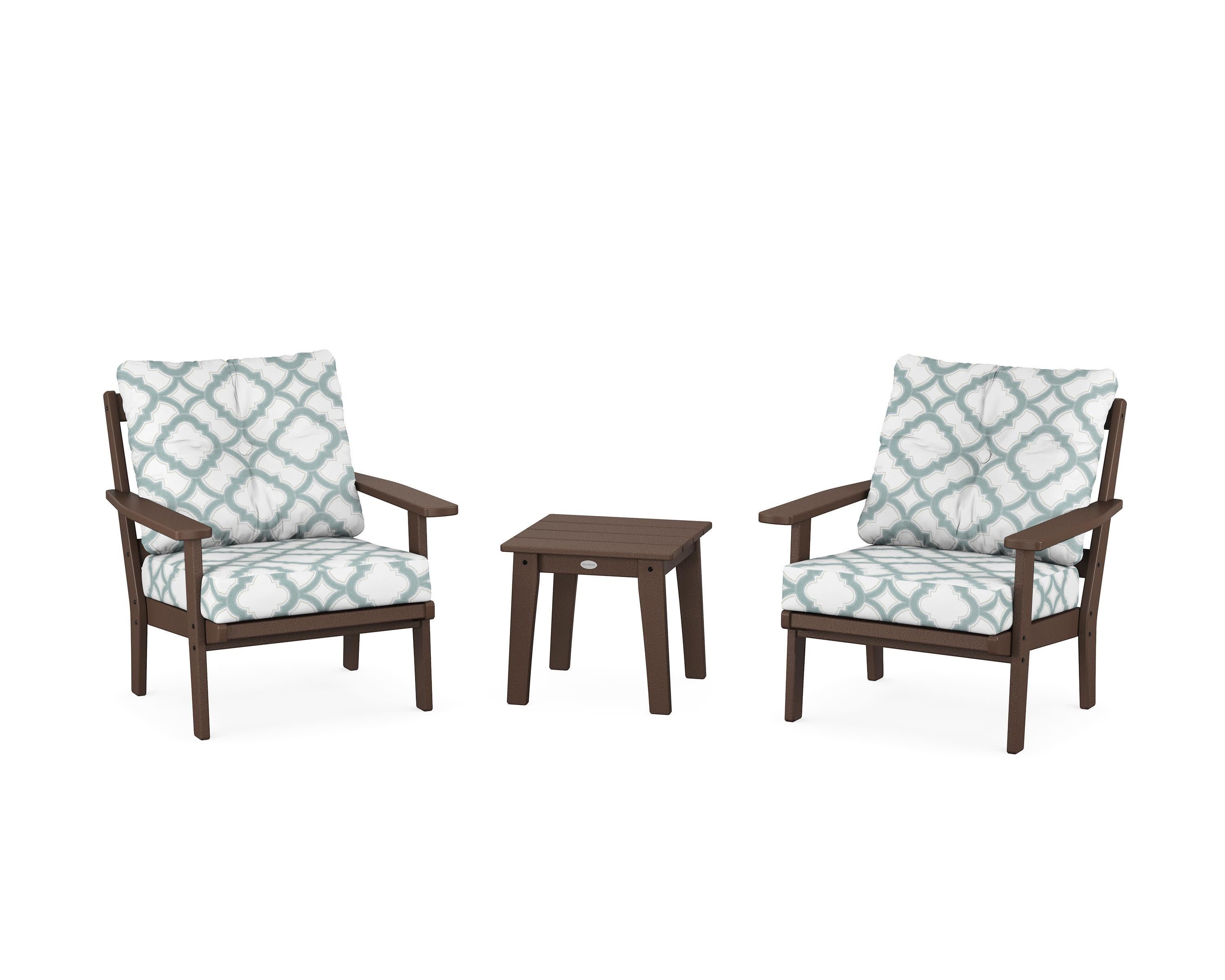 Prairie 3-Piece Deep Seating Set in Mahogany / Trellis Glacier Spa