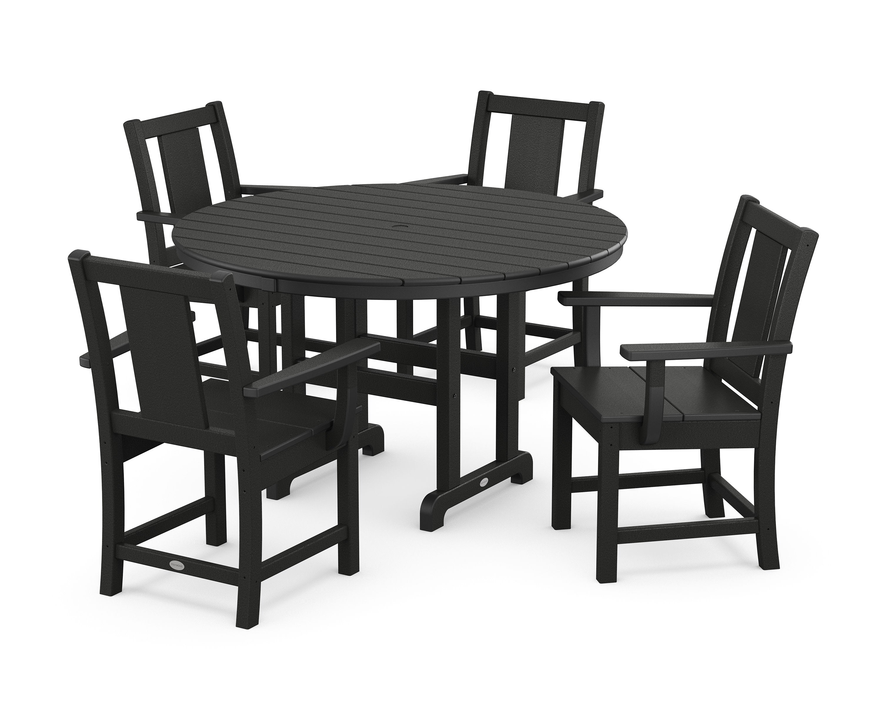 Prairie 5-Piece Round Farmhouse Dining Set in Black